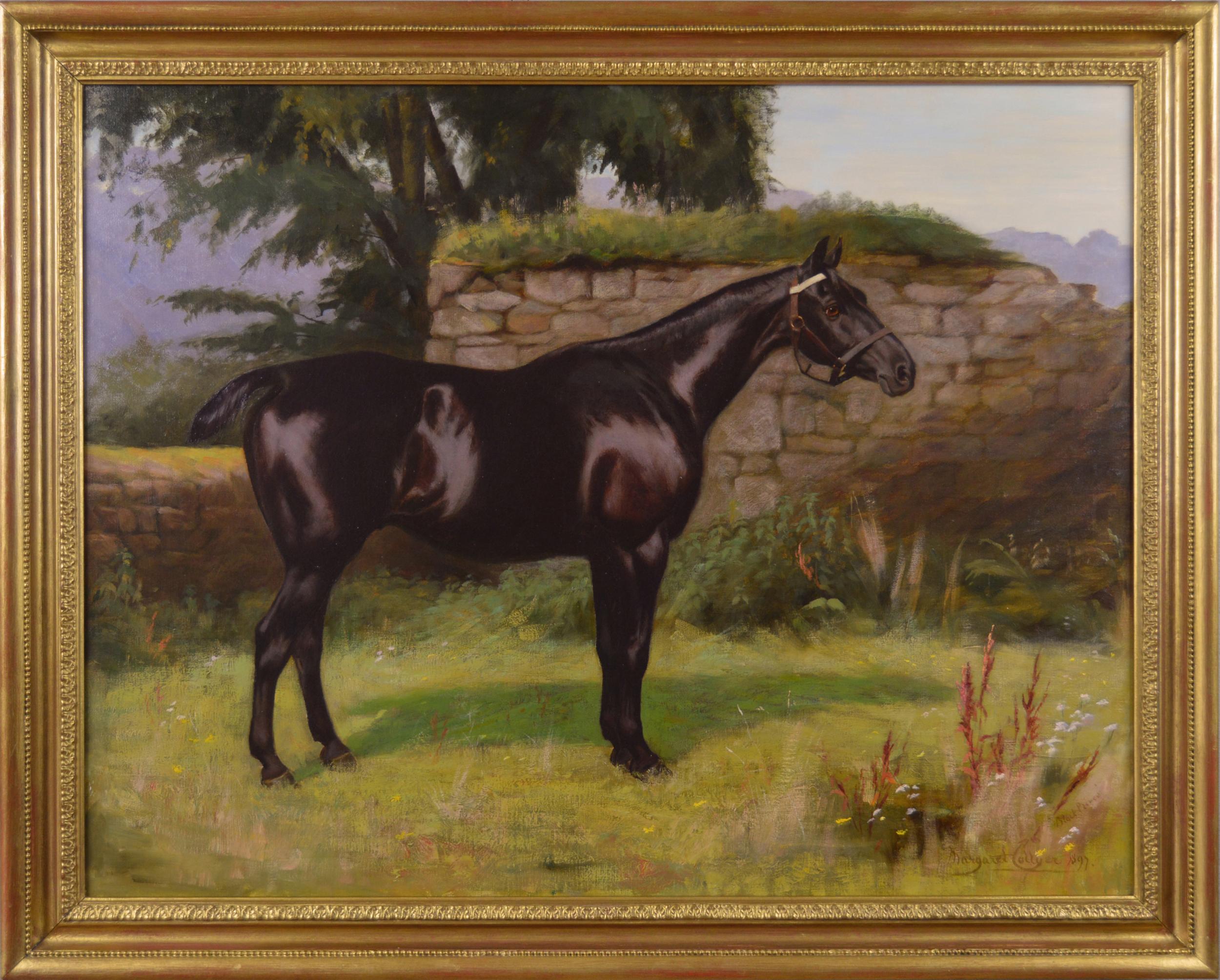 19th Century sporting horse portrait oil painting 