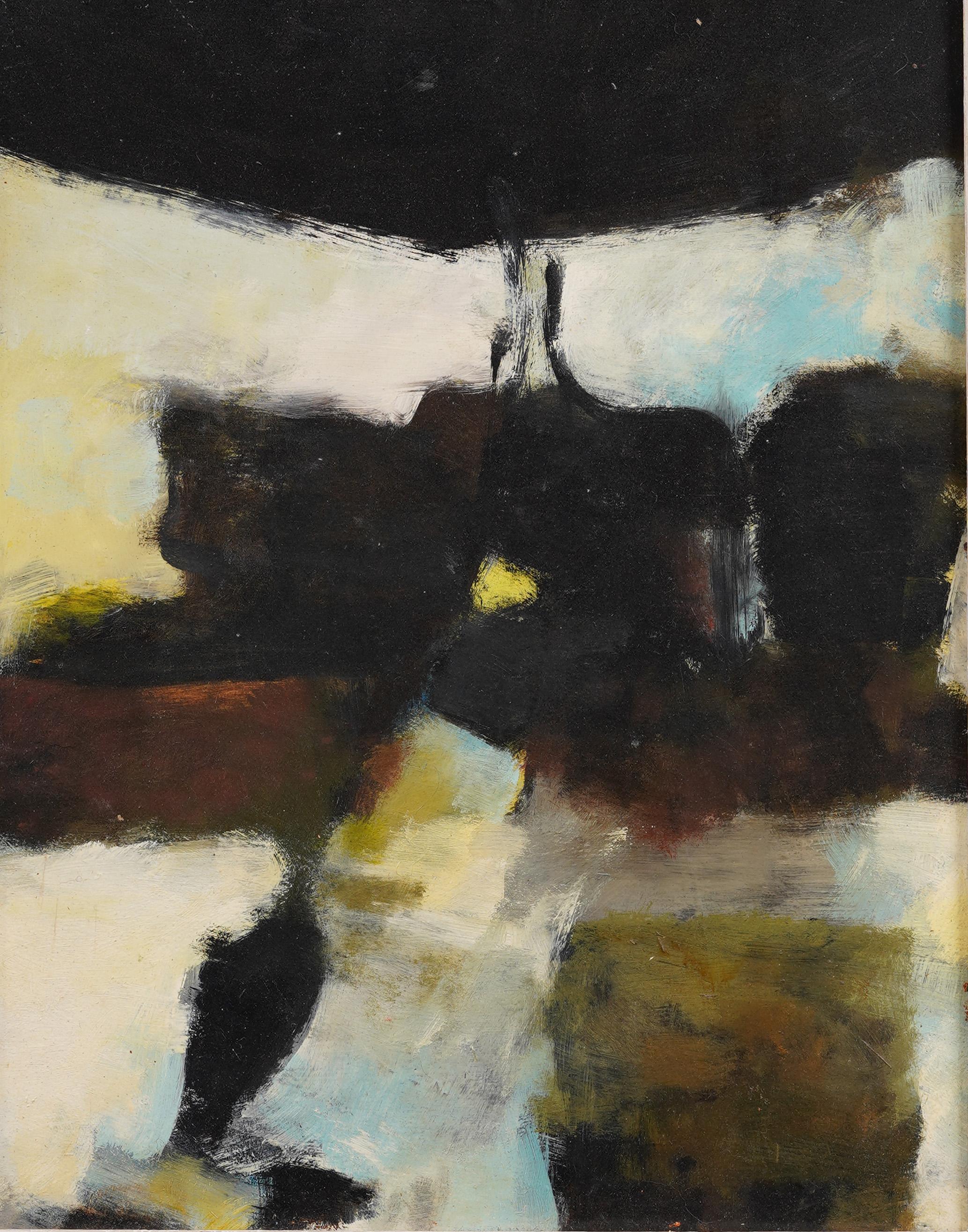 Antiguo cuadro al óleo firmado por un gran expresionista abstracto modernista americano - Painting Abstracto de Margaret Crawford