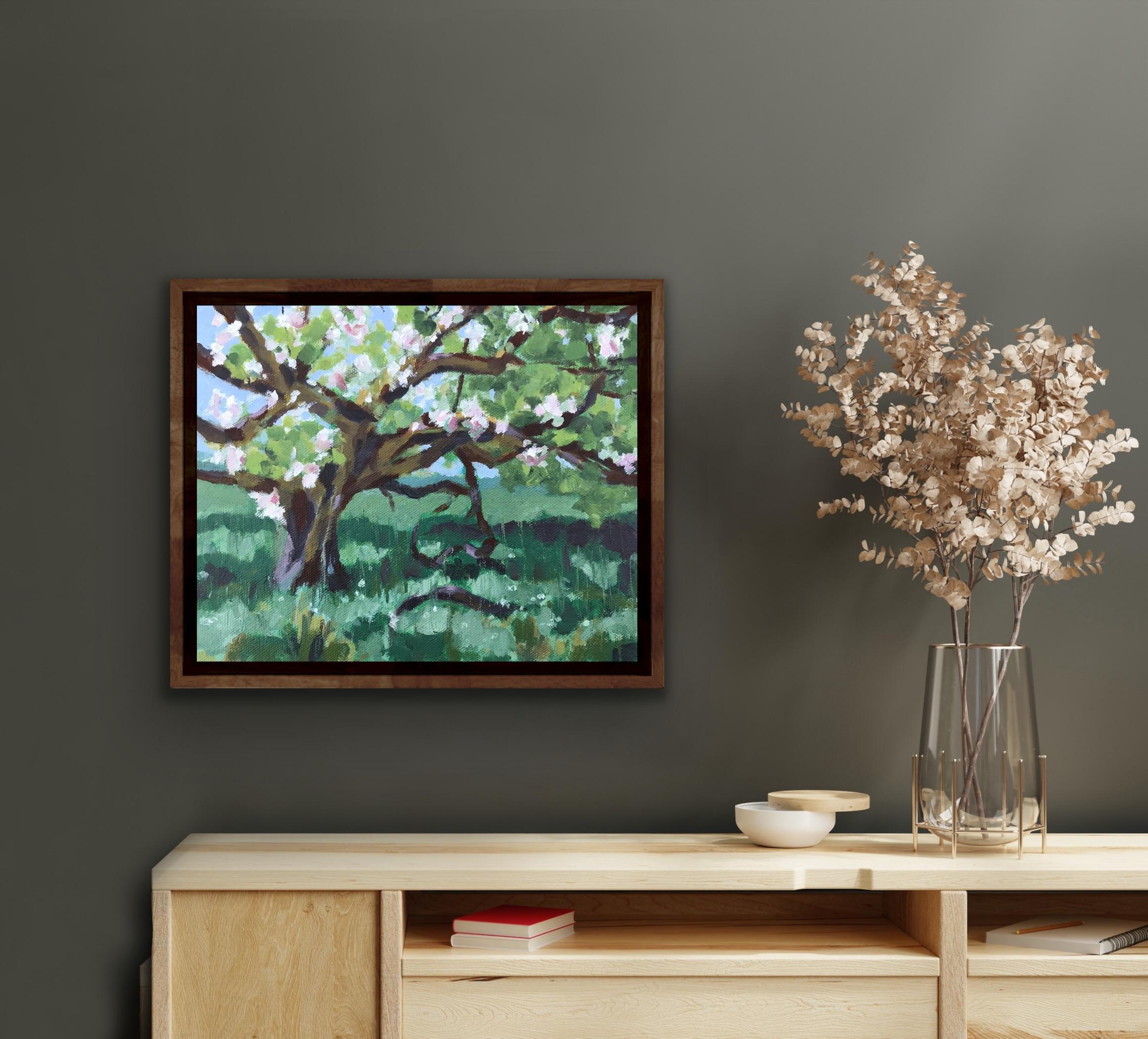 The old Apple Tree, Margaret Crutchley, Landscape art, Original painting  - Painting by Margaret Crutchley 