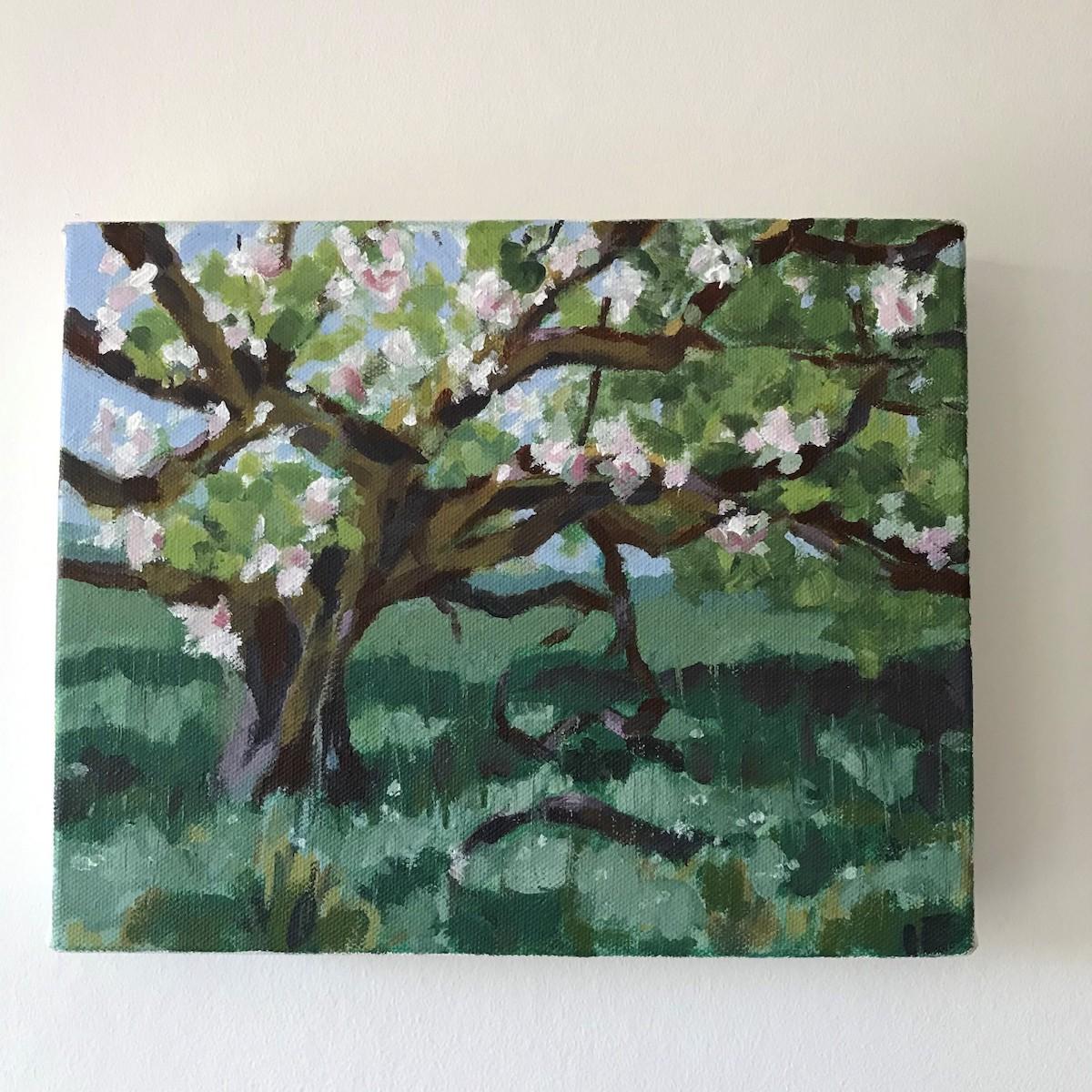 Le vieux pommier par Margaret Crutchley [2022]
original et signé à la main par l'artiste 
Acrylique sur une toile profonde
Taille de l'image : H:20 cm x L:25 cm
Taille complète de l'œuvre non encadrée : H:20 cm x L:25 cm x P:3.5cm
Vendu sans