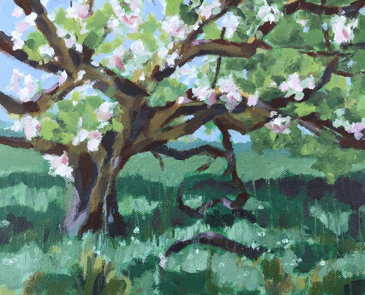 Margaret Crutchley  Landscape Painting - The old Apple Tree, Margaret Crutchley, Landscape art, Original painting 