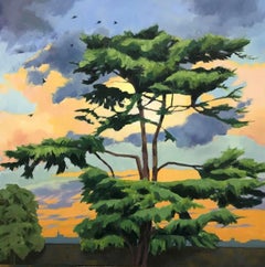 Cedar Of Lebanon At Sunset, Margaret Crutchley, Original Landscape Painting
