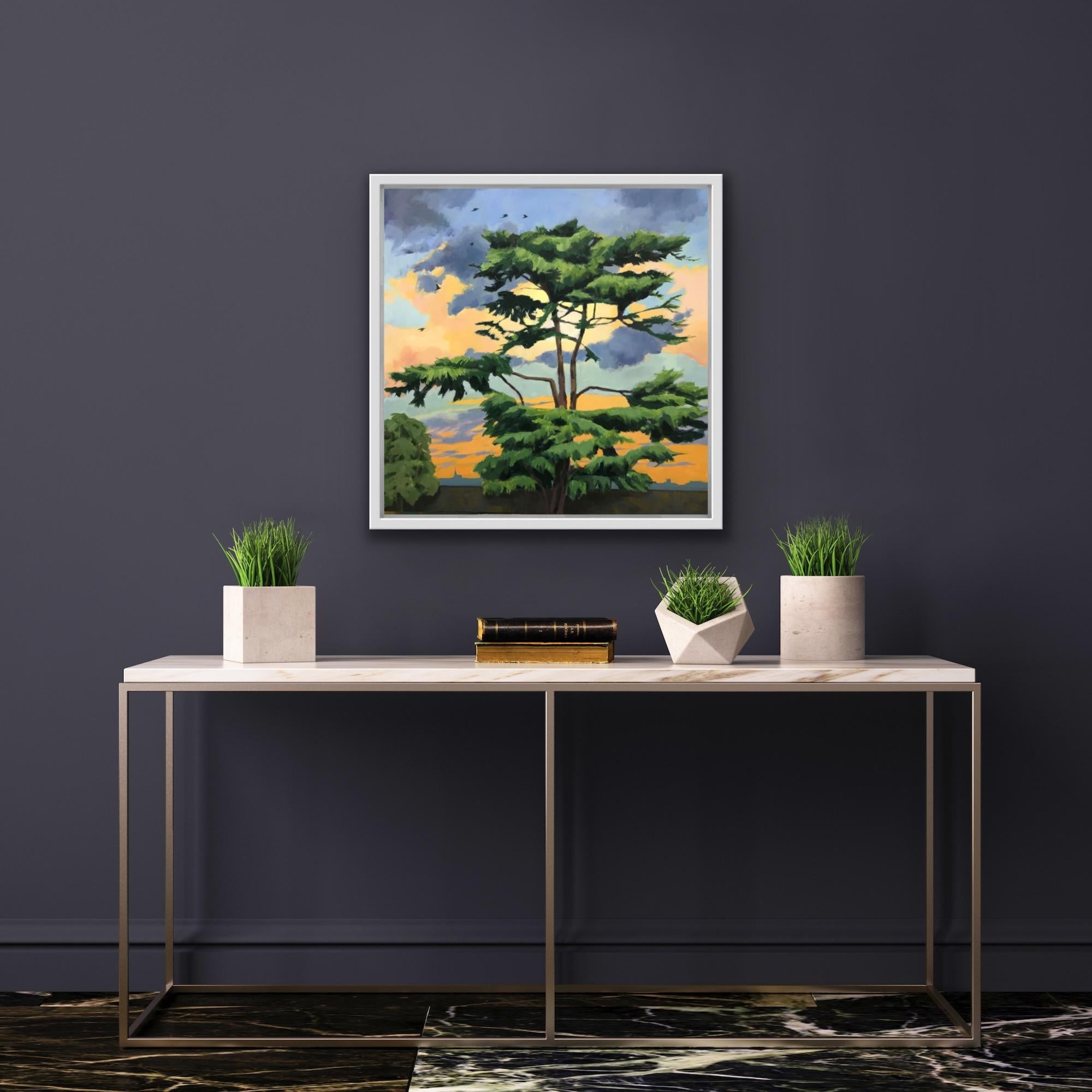Margaret Crutchley, Cedar of Lebanon at Sunset, Tree Art, Sunset Painting For Sale 4