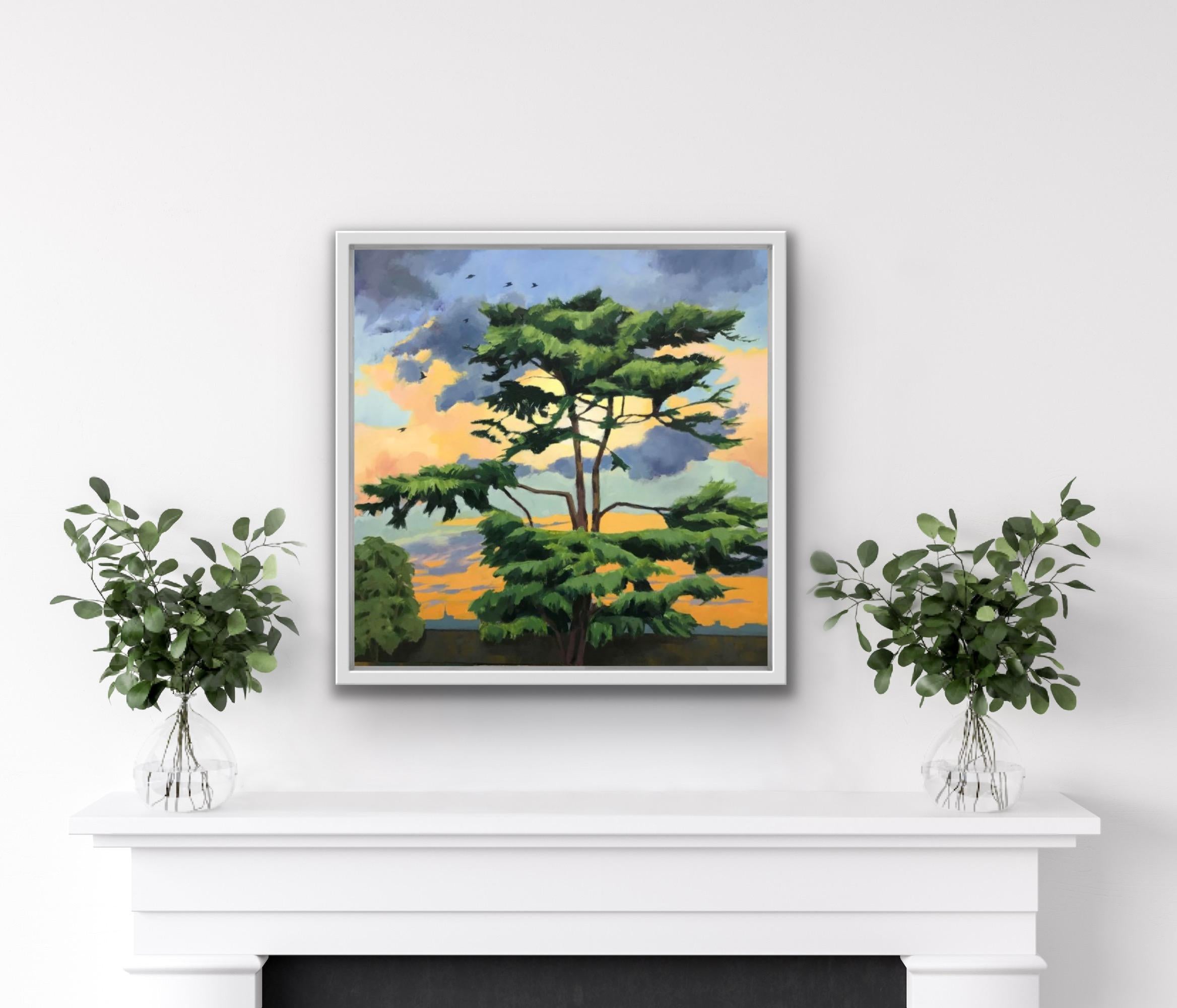 Margaret Crutchley, Cedar of Lebanon at Sunset, Tree Art, Sunset Painting For Sale 5