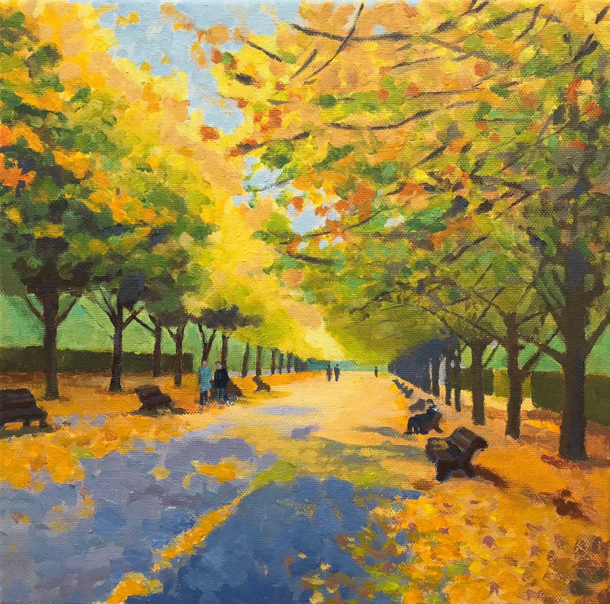 Margaret Crutchley, Regent's Park im Herbst, zeitgenössisches impressionistisches Gemälde
