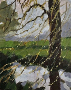 Margaret Crutchley, Spring Willows, Original Landscape Painting, Affordable Art