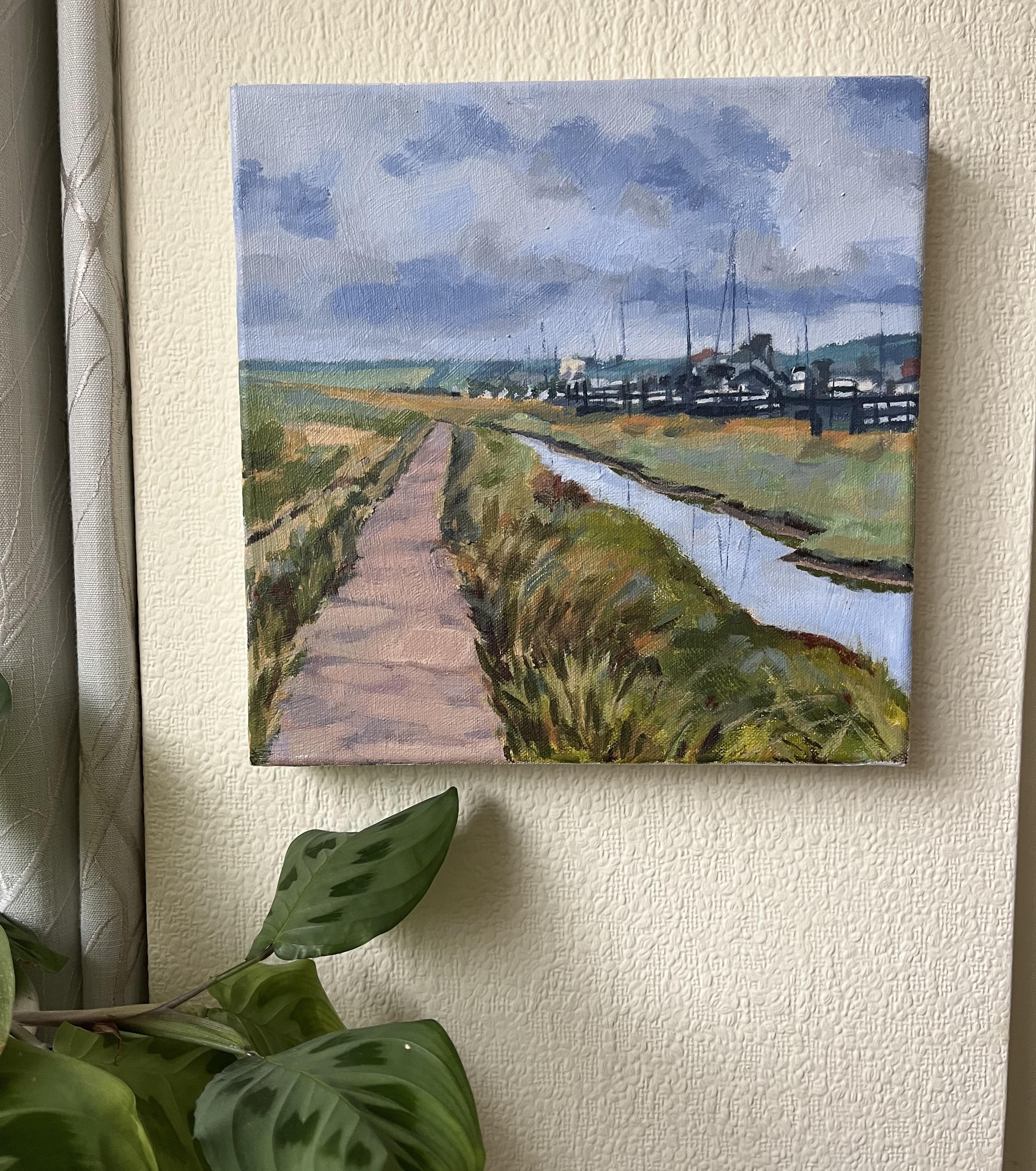 Moorings at Walberswick, original painting, landscape, contemporary For Sale 3