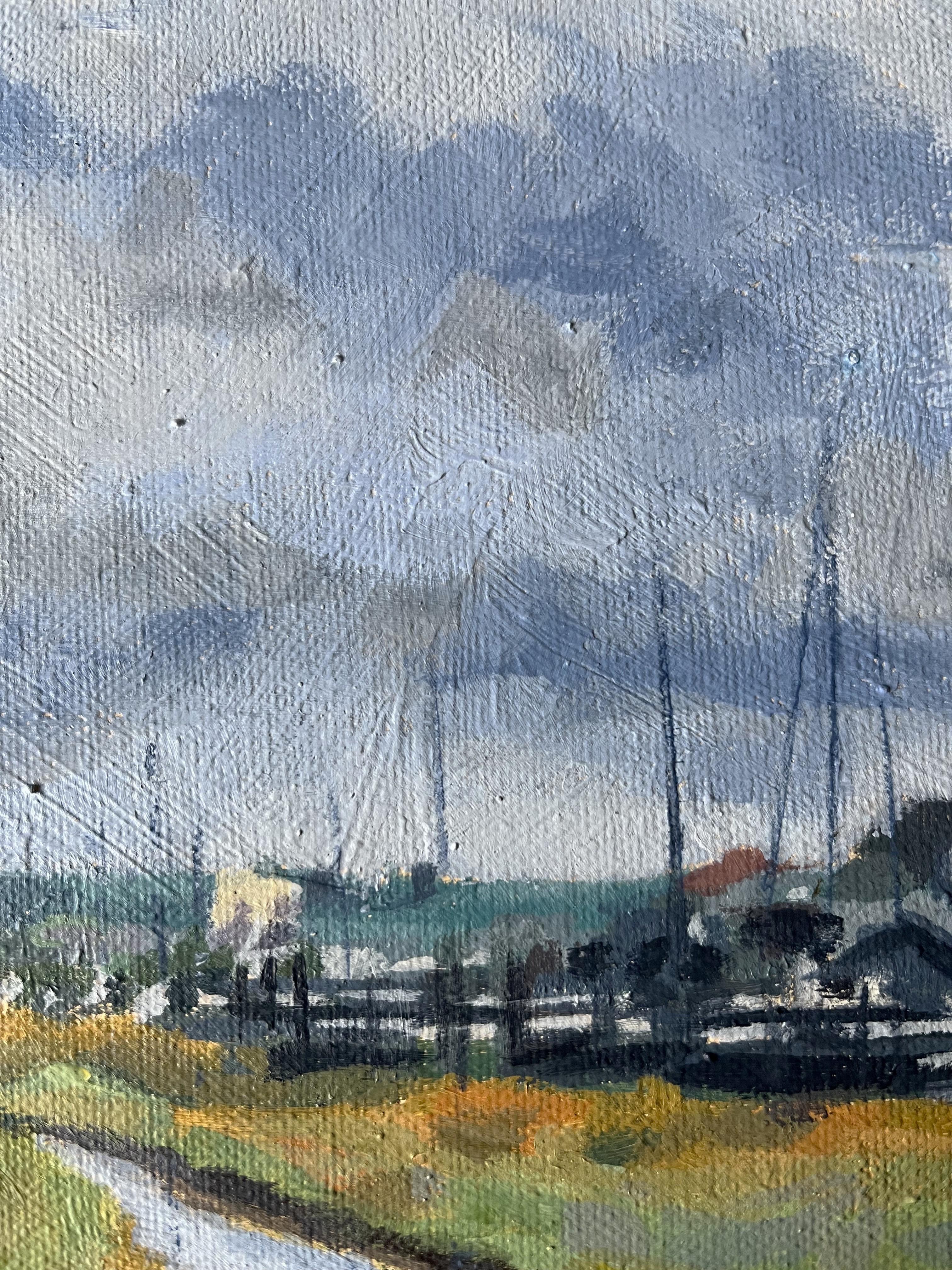 Moorings at Walberswick, original painting, landscape, contemporary For Sale 5