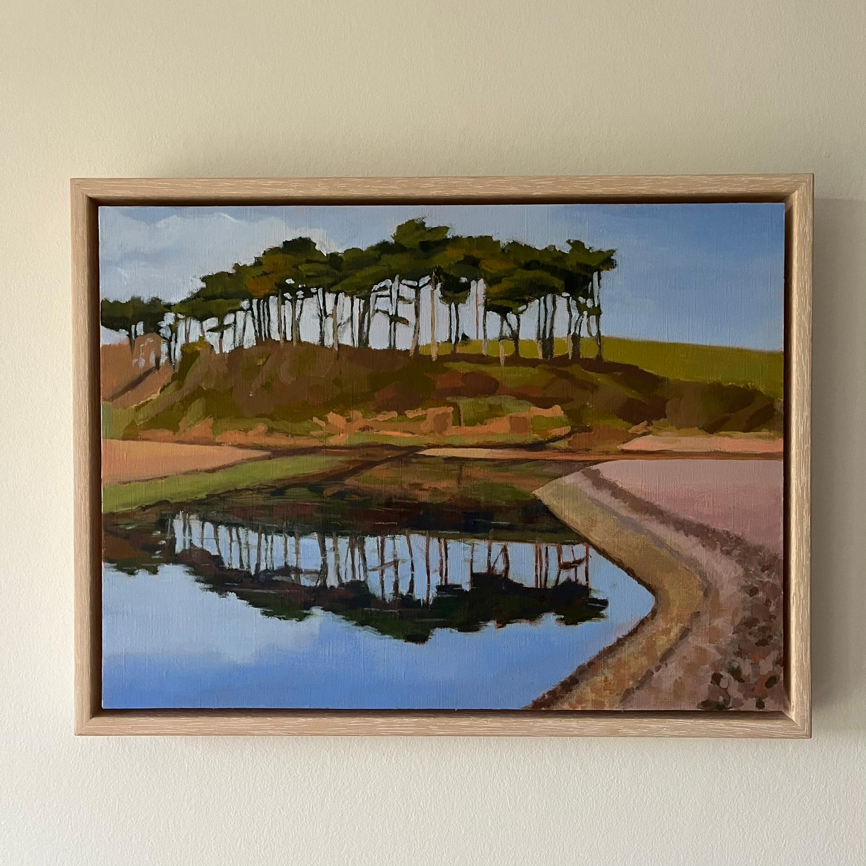 Estuario del río, Paisaje, Costal, Devon, Pintura acrílica sobre tabla - Painting de Margaret Crutchley