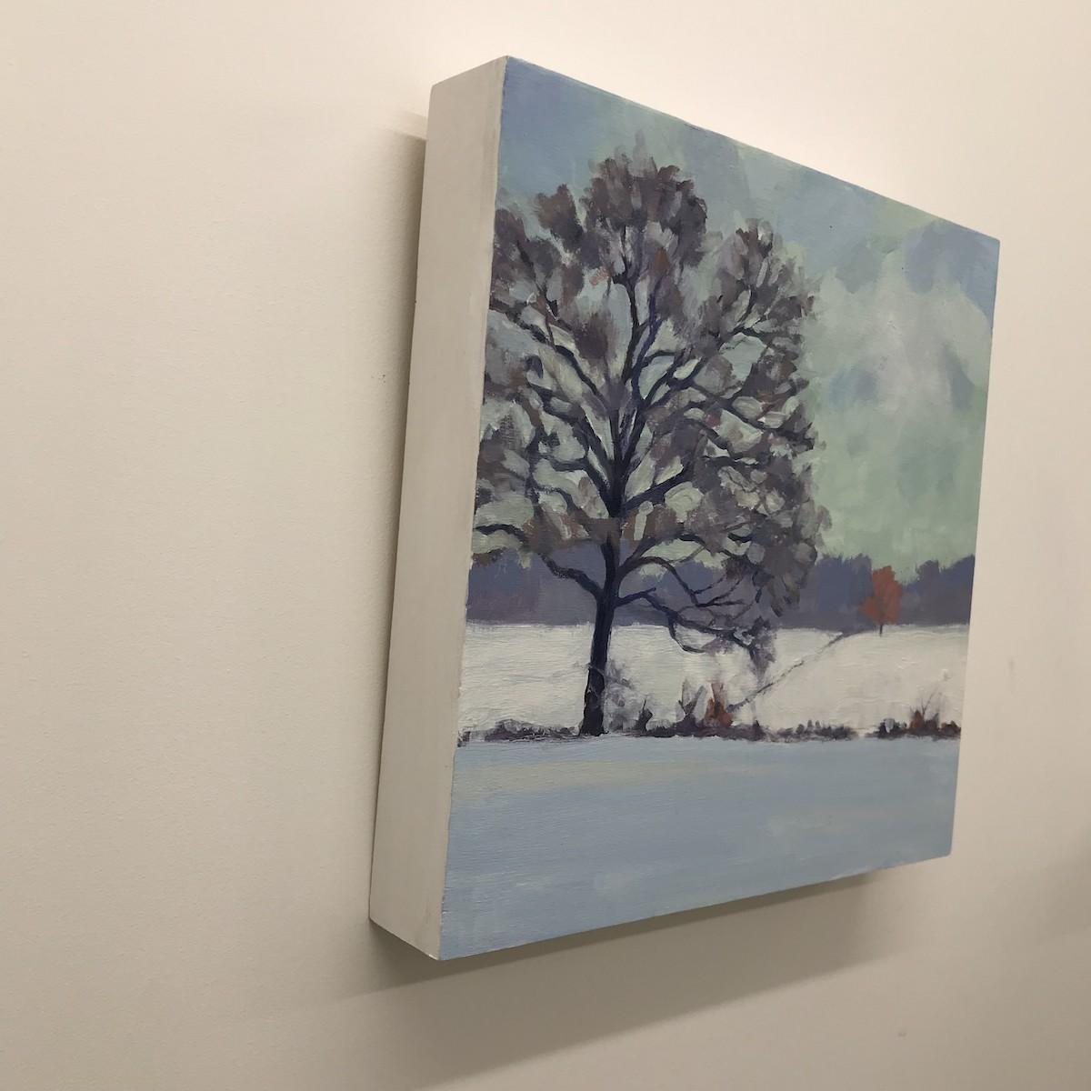 Snow in the Fields by Margaret Crutchley [2021]
original and hand signed by the artist 
Acrylic on cradled wood panel
Image size: H:25 cm x W:25 cm
Complete Size of Unframed Work: H:25 cm x W:25 cm x D:4cm
Sold Unframed
Please note that insitu