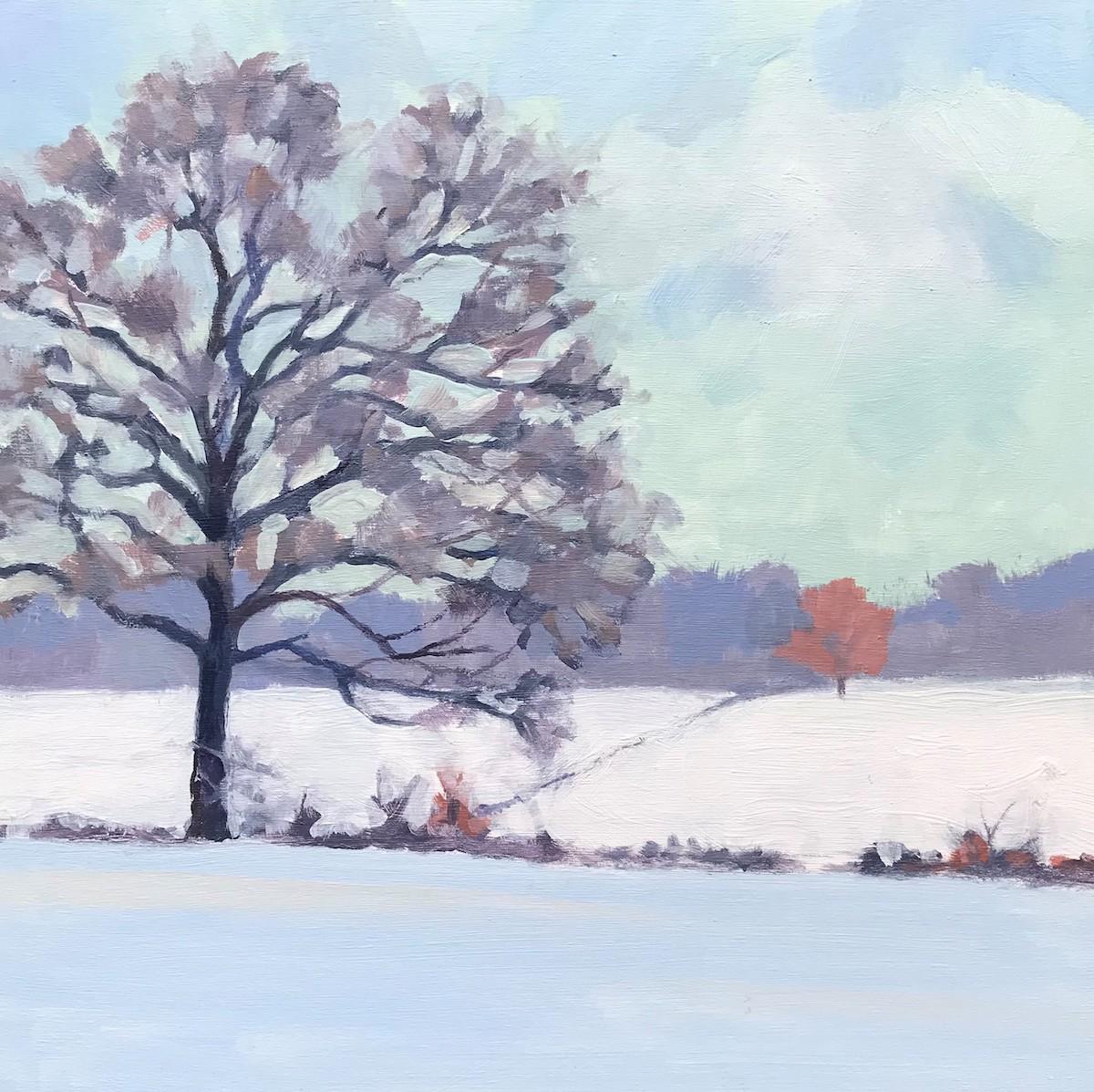Snow in the Fields by Margaret Crutchley, Original painting, Snow art [2021]