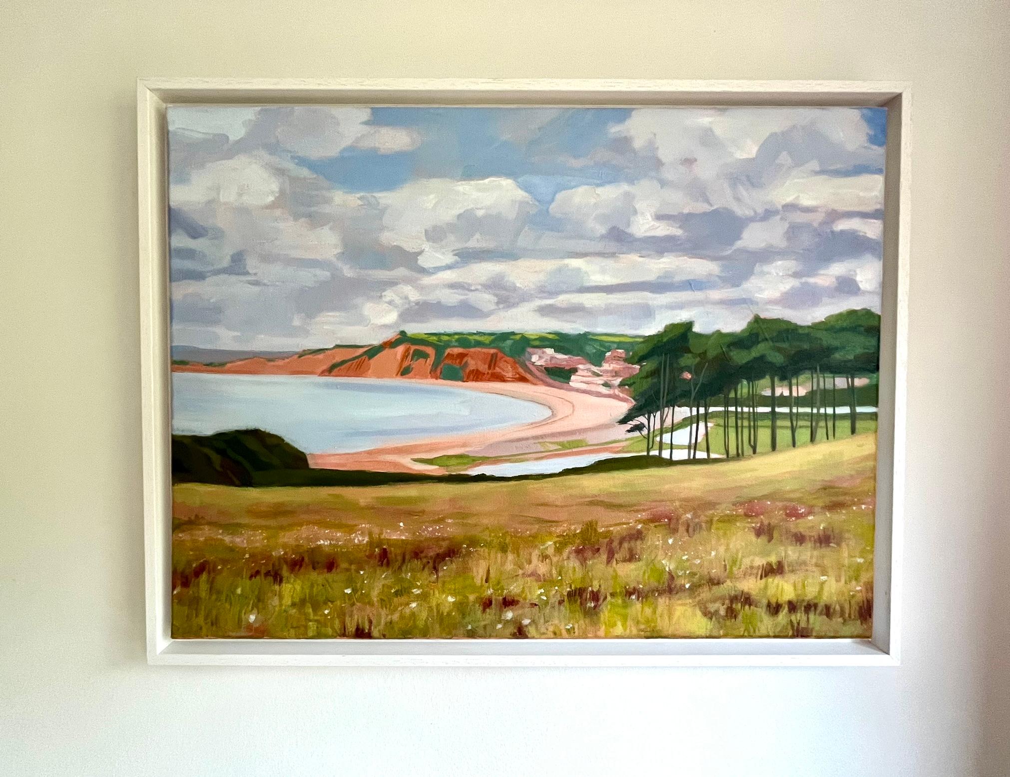  View of Budleigh Salterton from the Cliff, Original painting, Landscape  - Painting by Margaret Crutchley