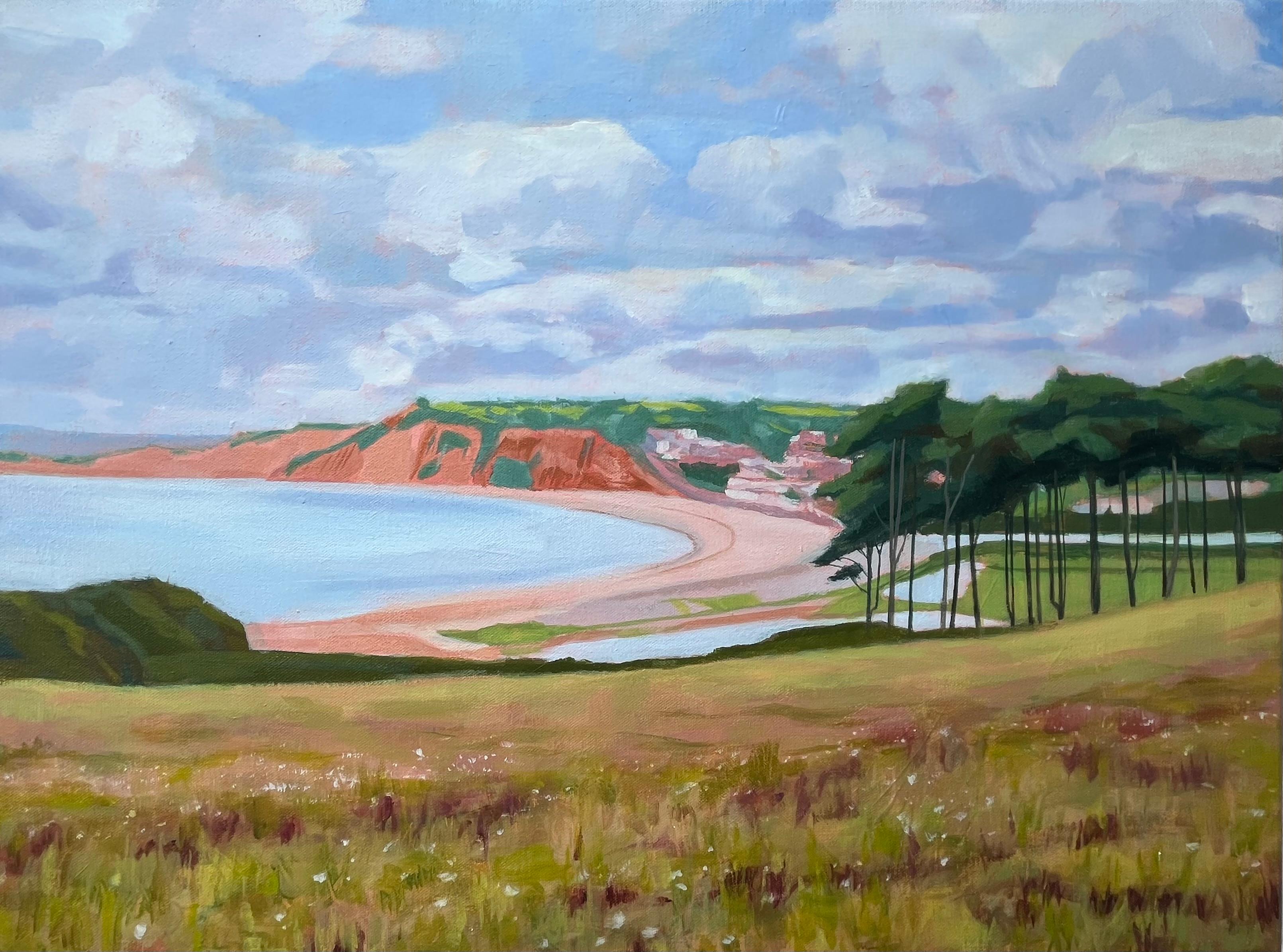 Margaret Crutchley Landscape Painting -  View of Budleigh Salterton from the Cliff, Original painting, Landscape 