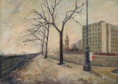 D. Moore  - 20. Jahrhundert Öl, Vorstadtdämmerung