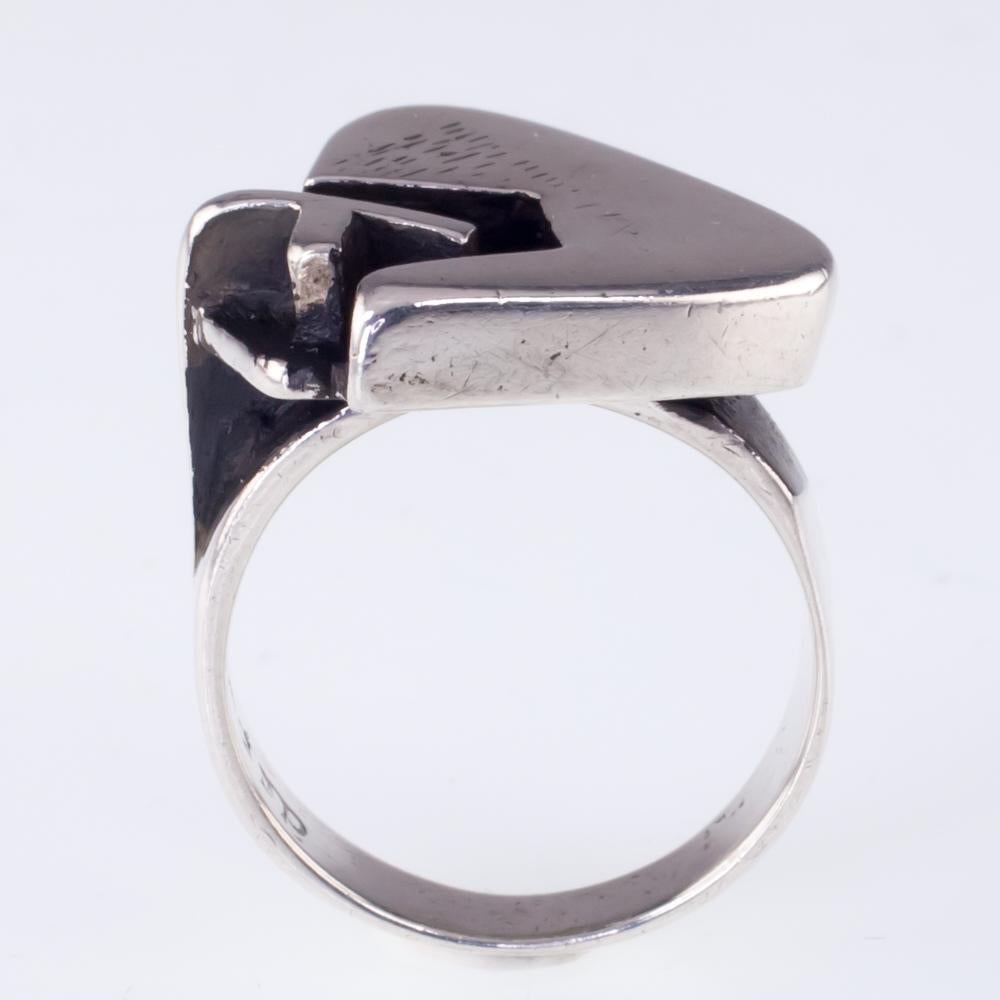 Margaret de Patta Designer Sterling Silver Modernist Ring In Good Condition In Sherman Oaks, CA