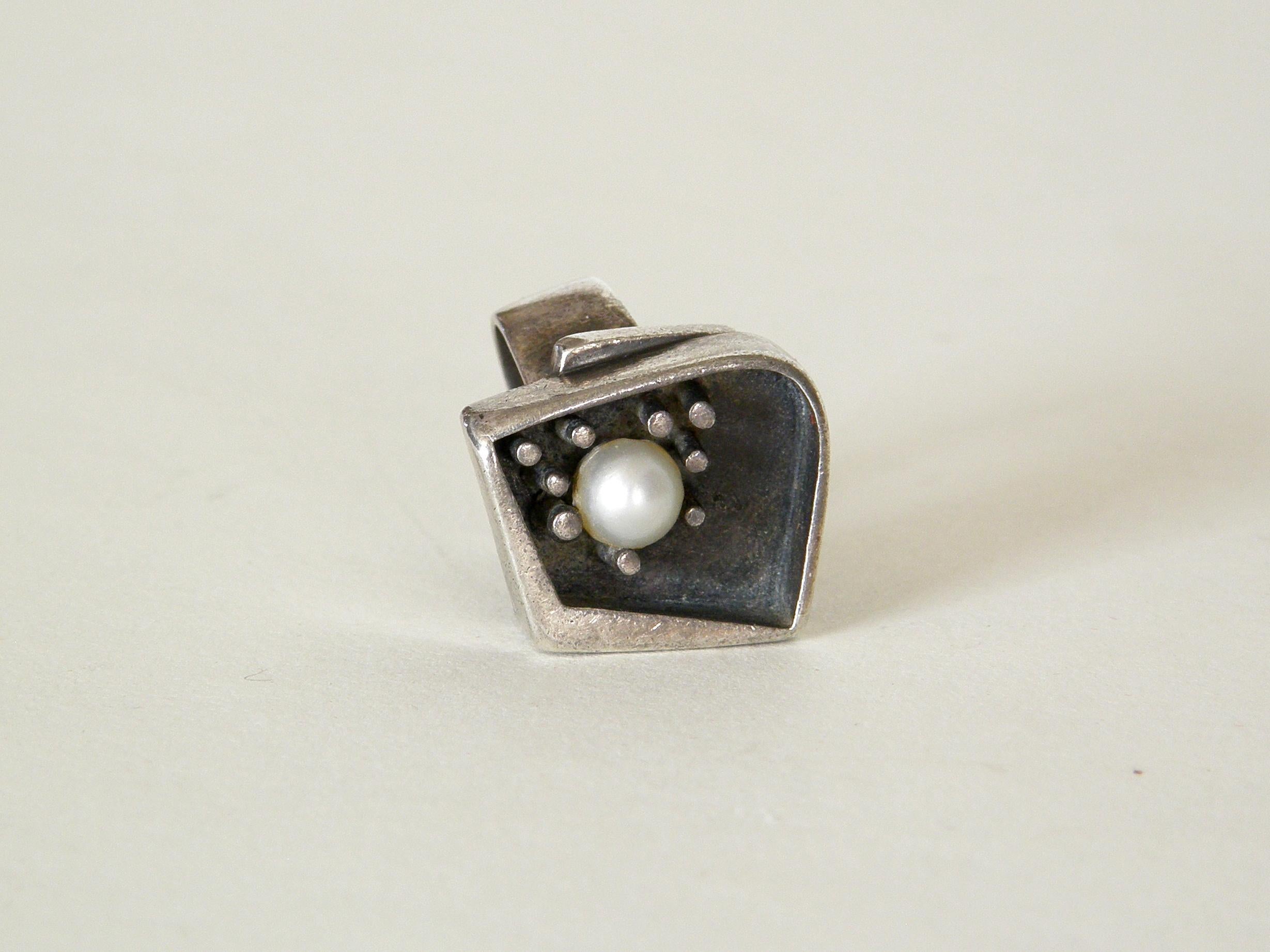 Margaret De Patta Modernistischer Sterlingsilber-Ring mit Perle für Damen oder Herren im Angebot