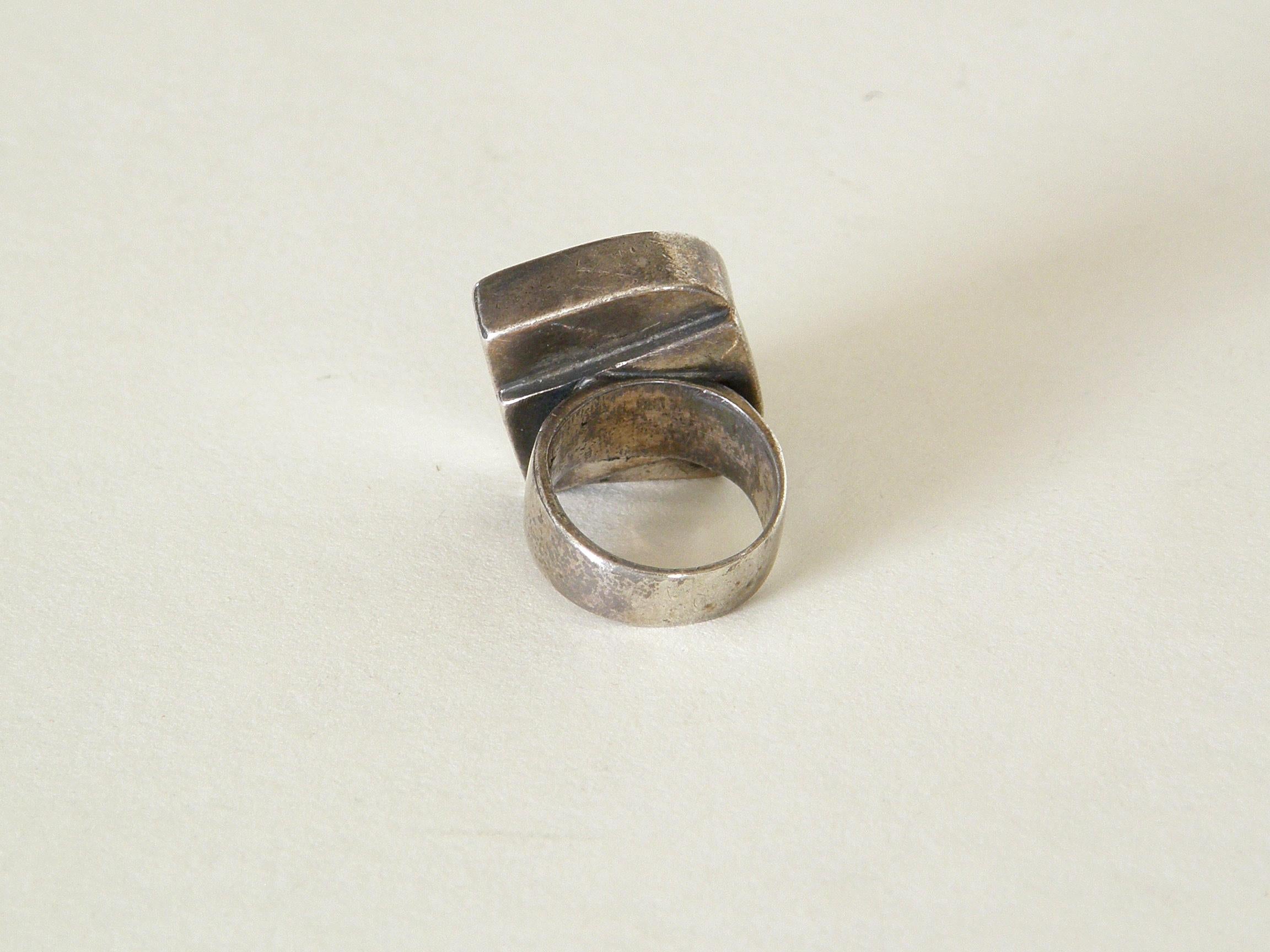 Margaret De Patta Modernist Sterling Silver Ring with Pearl For Sale 1