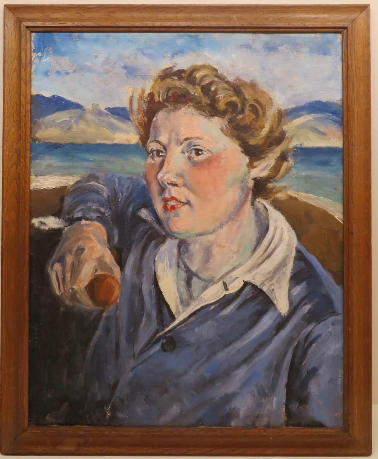 Portrait Painting di Margaret Dorothy Nicholson - Margaret Nicholson - Un dipinto a olio scozzese della metà del XX secolo: RITRATTO DI SIGNORA