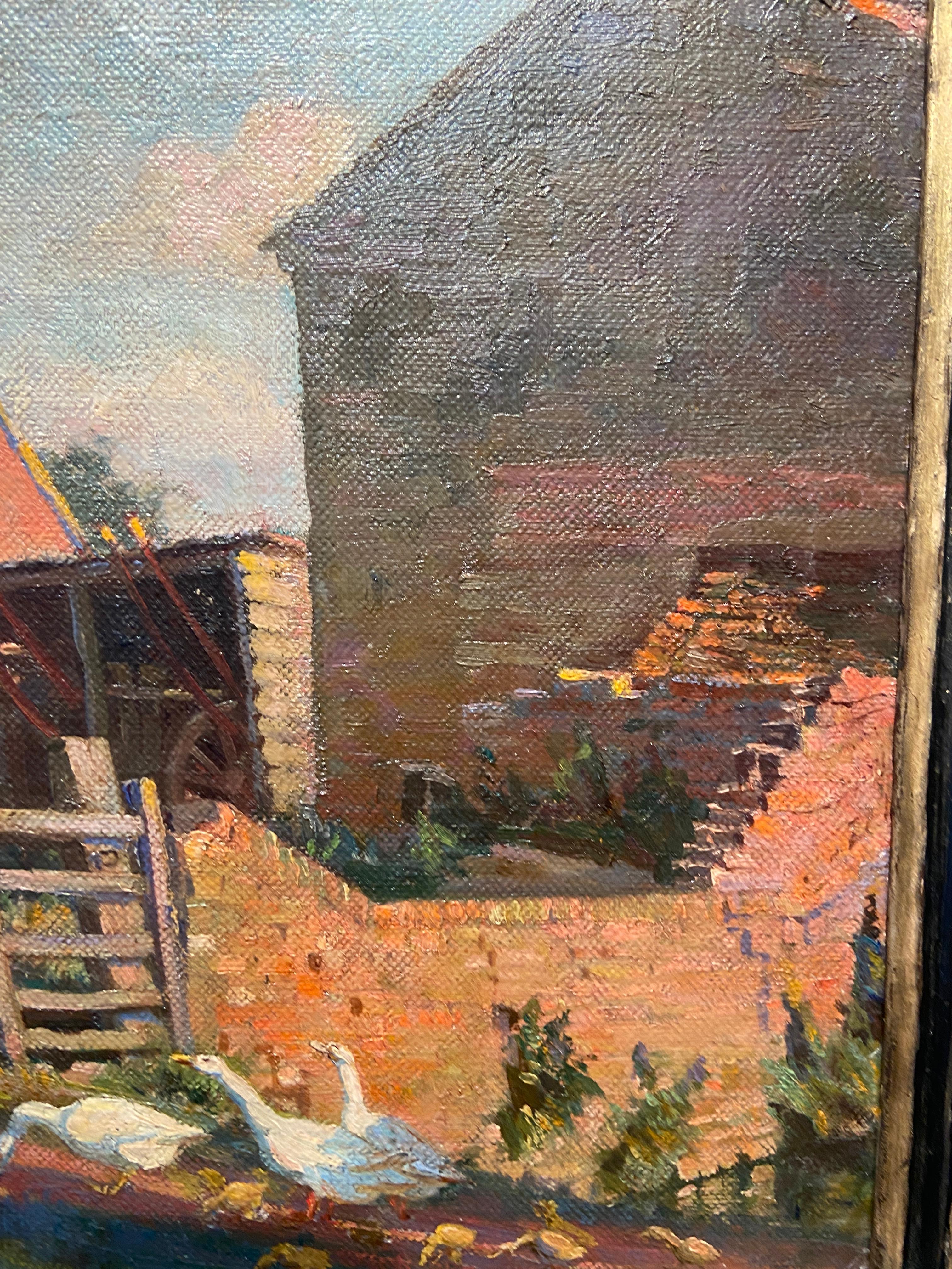 Il risveglio della primavera, Paesaggio ad olio firmato dei primi del Novecento - Landscape Painting Marrone di Margaret Dovaston