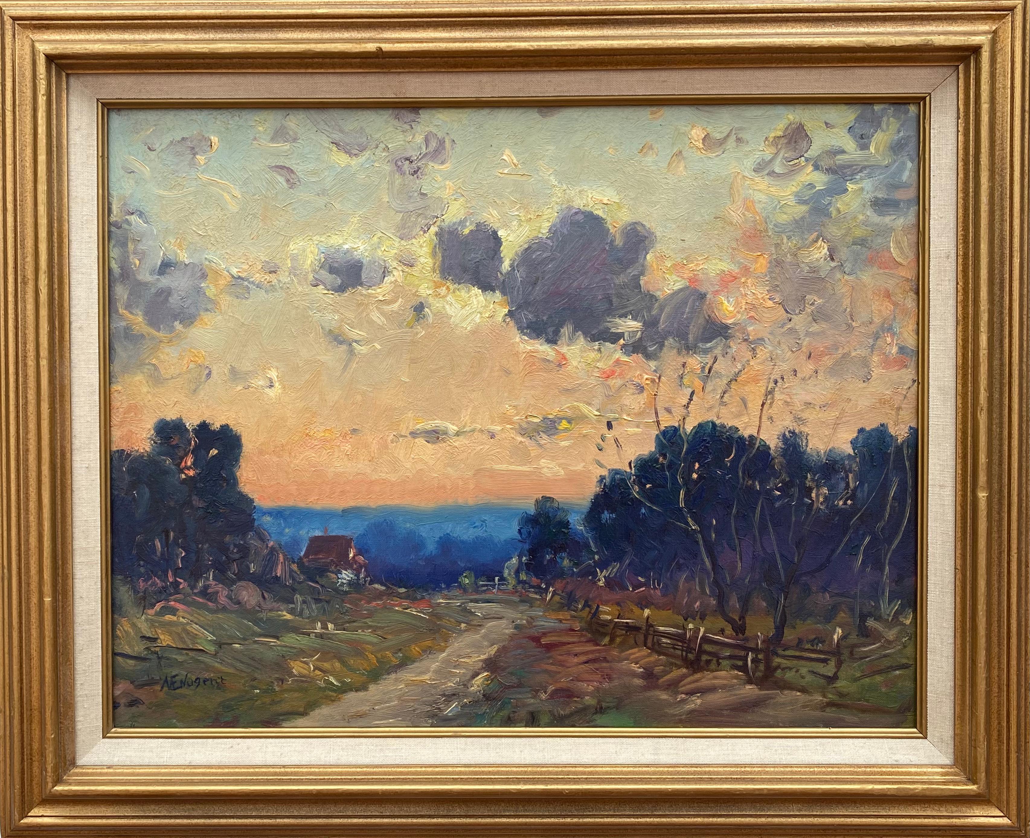 “Country Lane Sunset” - Painting by Margaret E. Nugent