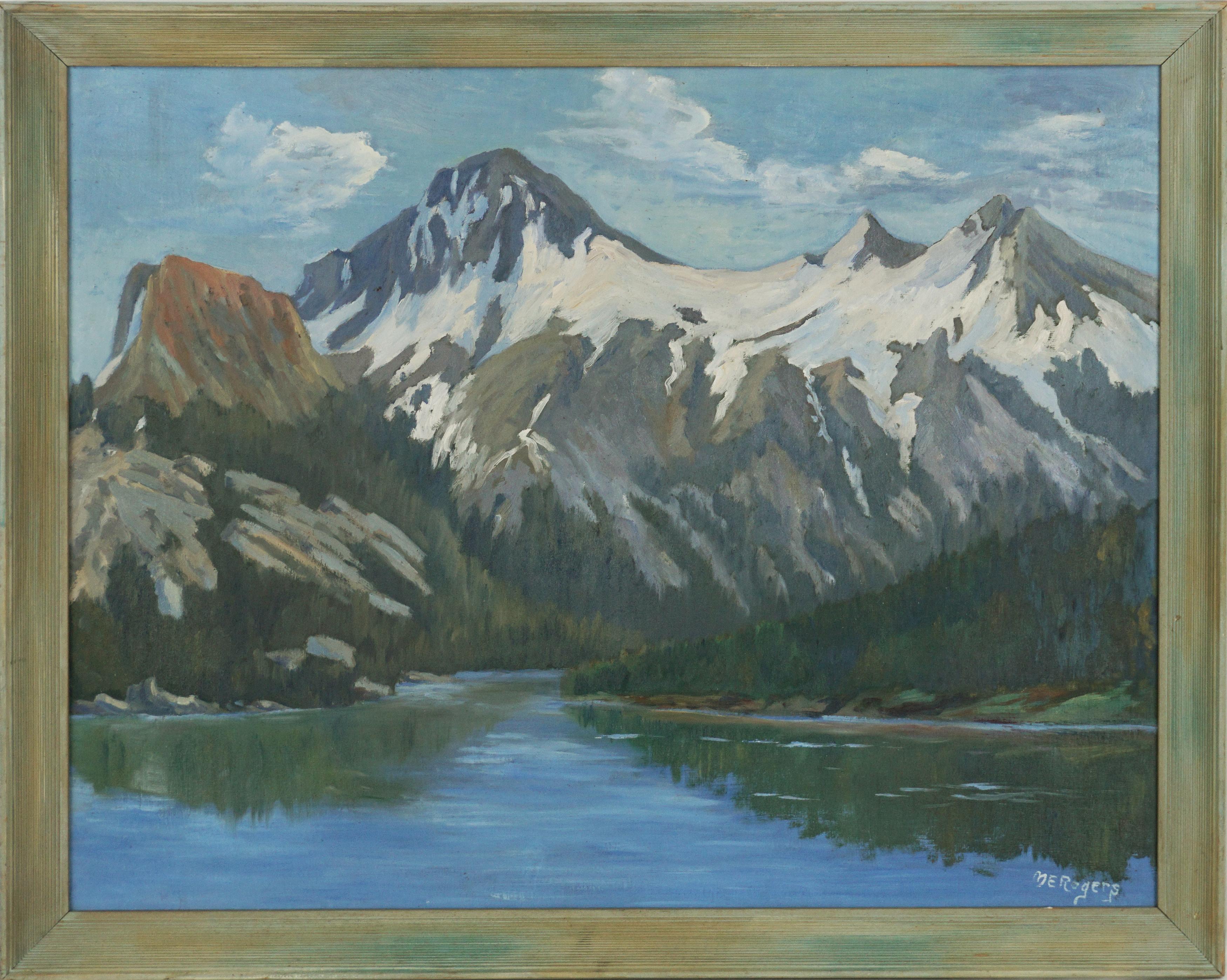 Margaret E. Rogers Landscape Painting – Anfang des 20. Jahrhunderts Sierra Mountain's Mt. Raymond, Kalifornien Landschaft