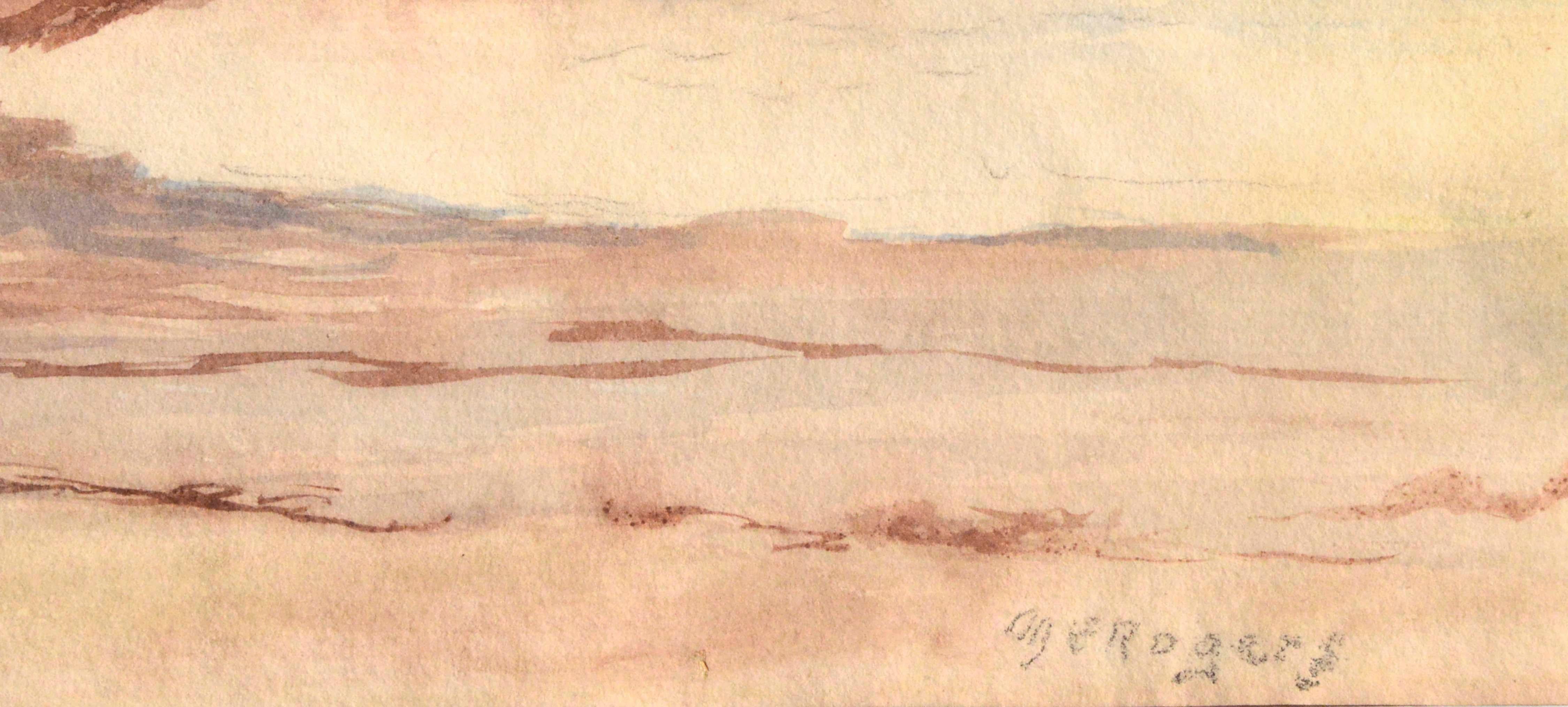 Niedriger Teppich – Meereslandschaft aus der Mitte des Jahrhunderts  (Weiß), Landscape Painting, von Margaret Esther Rogers