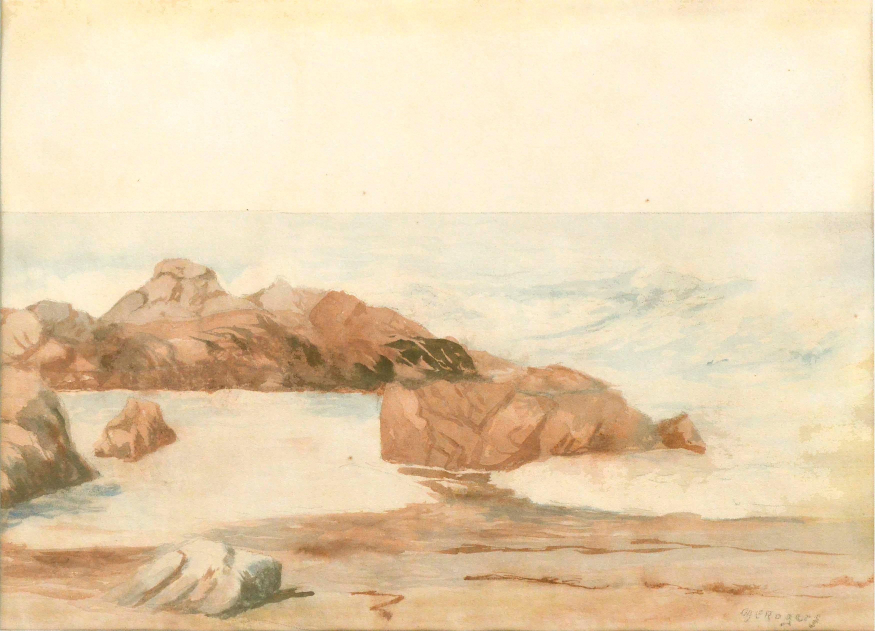 Niedriger Teppich – Meereslandschaft aus der Mitte des Jahrhunderts  – Painting von Margaret Esther Rogers