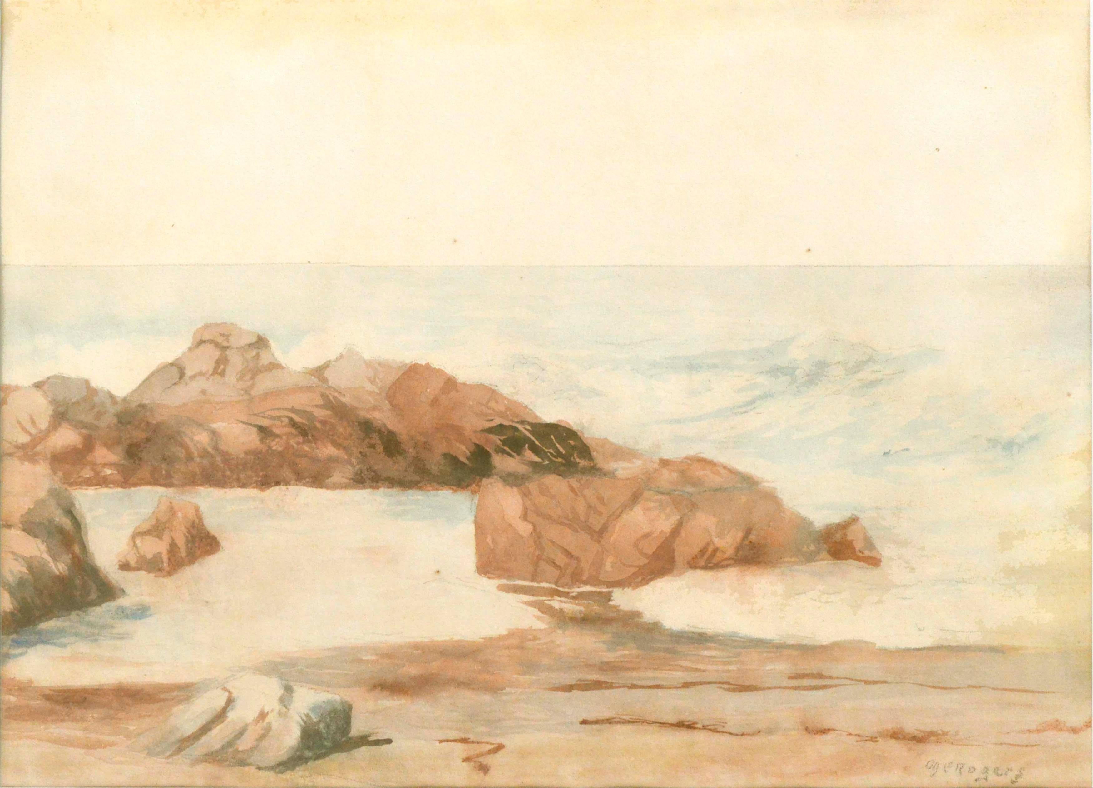 Low Tide - Mid Century Seascape - Painting by Margaret Esther Rogers