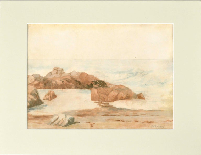 Margaret Esther Rogers Landscape Painting - Low Tide - Mid Century Seascape 
