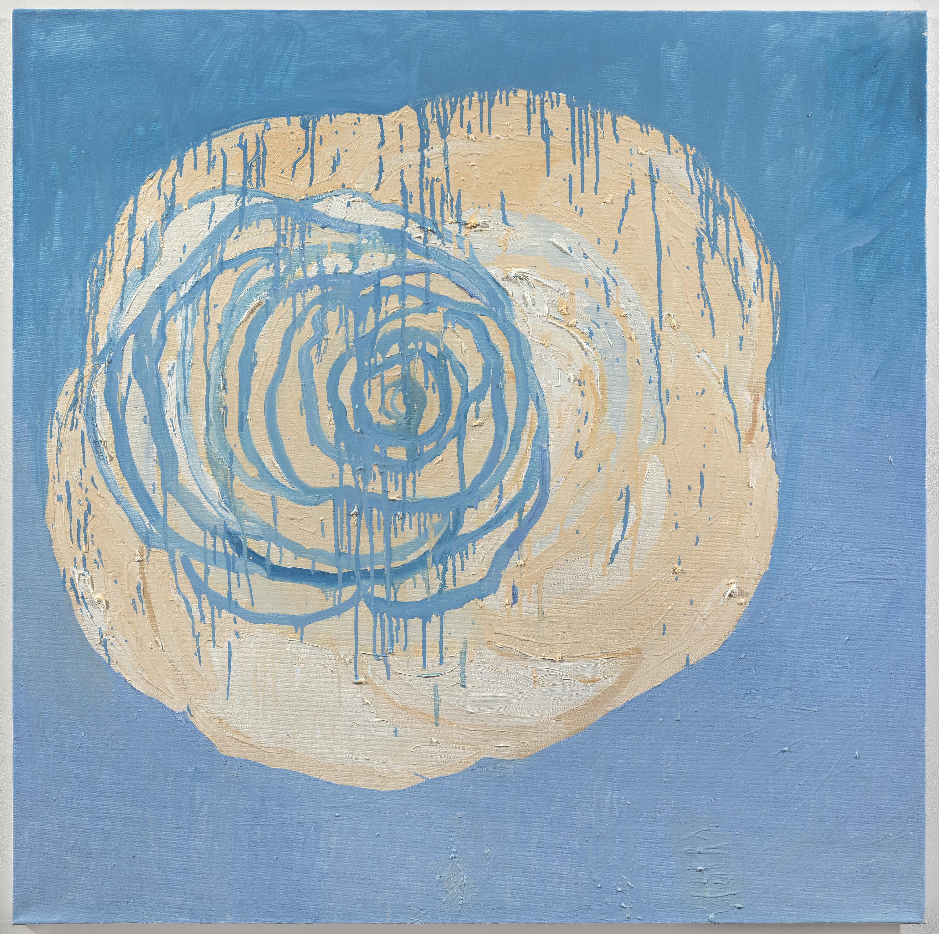 Margaret Evangeline Abstract Painting - Patch of Blue Camellia #2