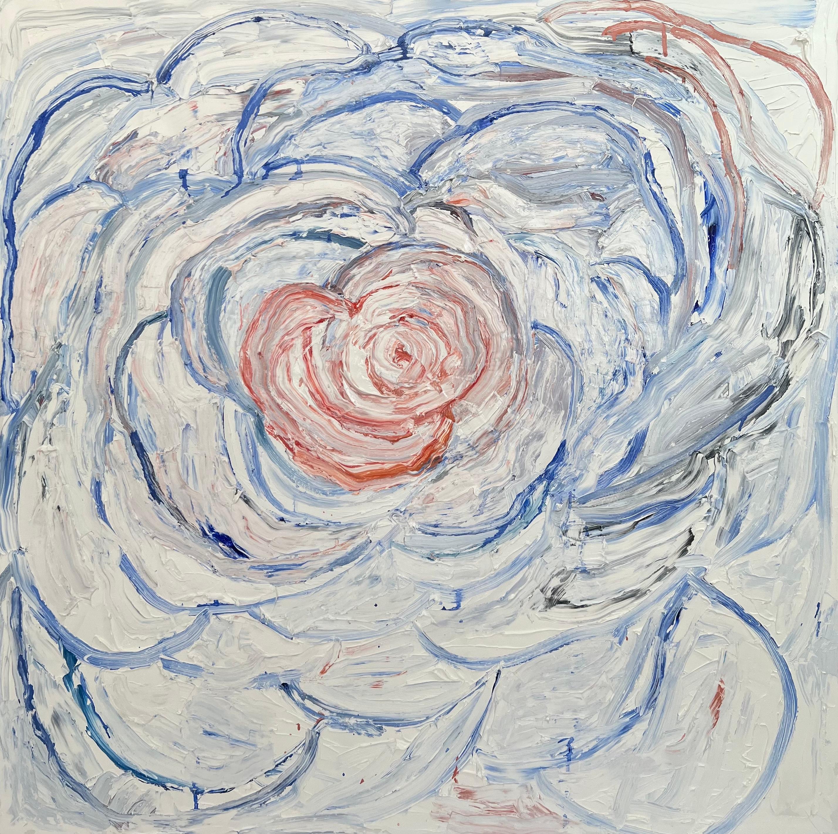 Margaret Evangeline Abstract Painting - Punk Camellia Red Center