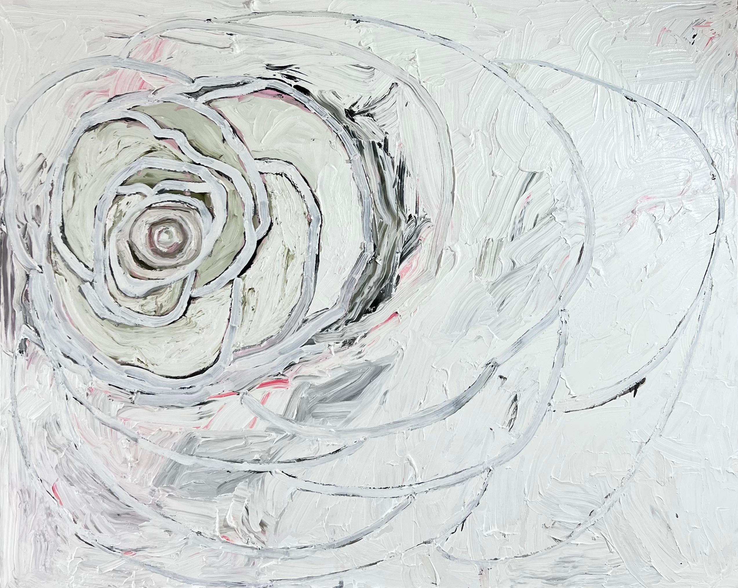 Margaret Evangeline Abstract Painting - Snow Camellia