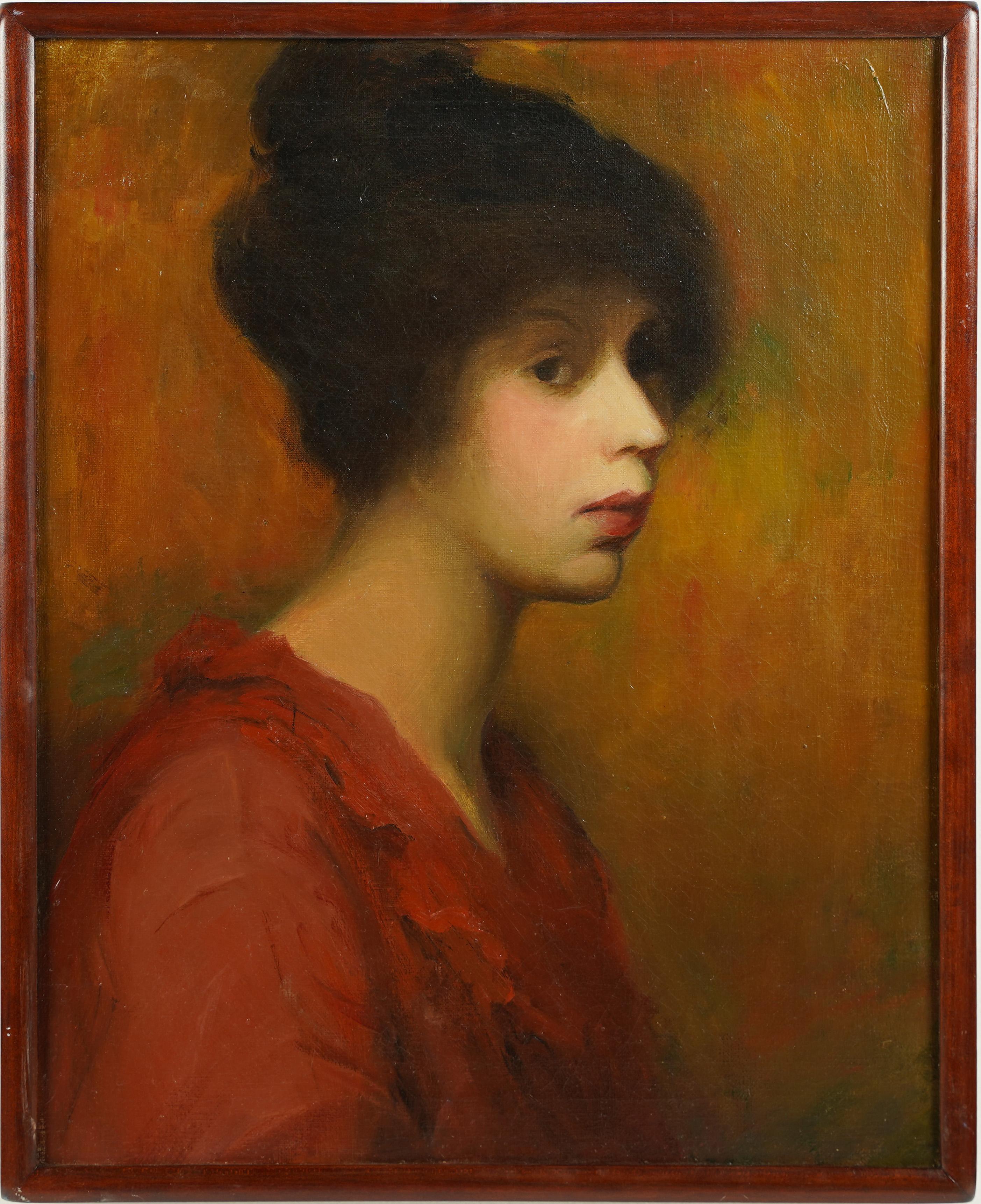 Margaret Ferguson Portrait Painting - Antique American Impressionist Gloria Vanderbilt Portrait Oil Painting