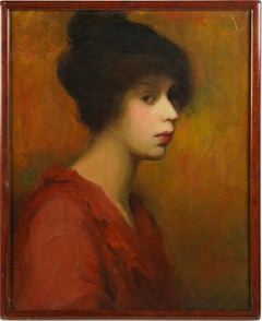 Antique American Impressionist Gloria Vanderbilt Portrait Oil Painting