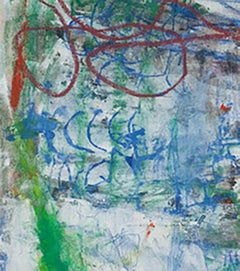 Peinture à l'huile expressionniste abstraite sur toile ambrée et multicolore