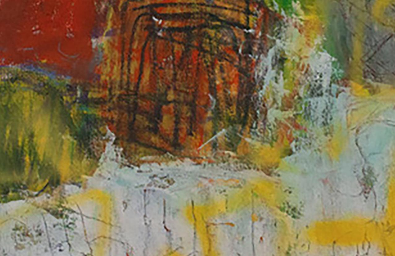 Wüstensonne (Abstrakter Expressionismus), Mixed Media Art, von Margaret Fitzgerald
