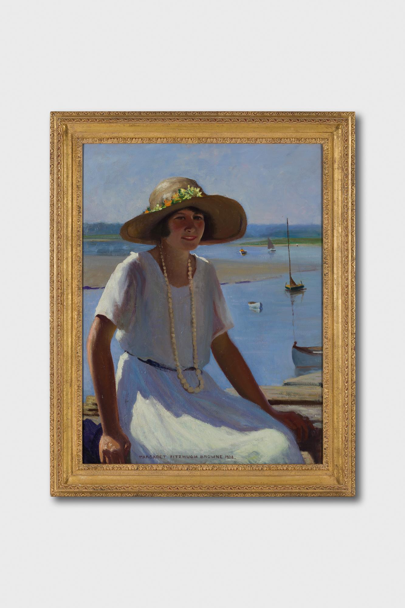 [Woman in White Dress, Gloucester] - Painting by Margaret Fitzhugh Browne (1884 - 1972) 