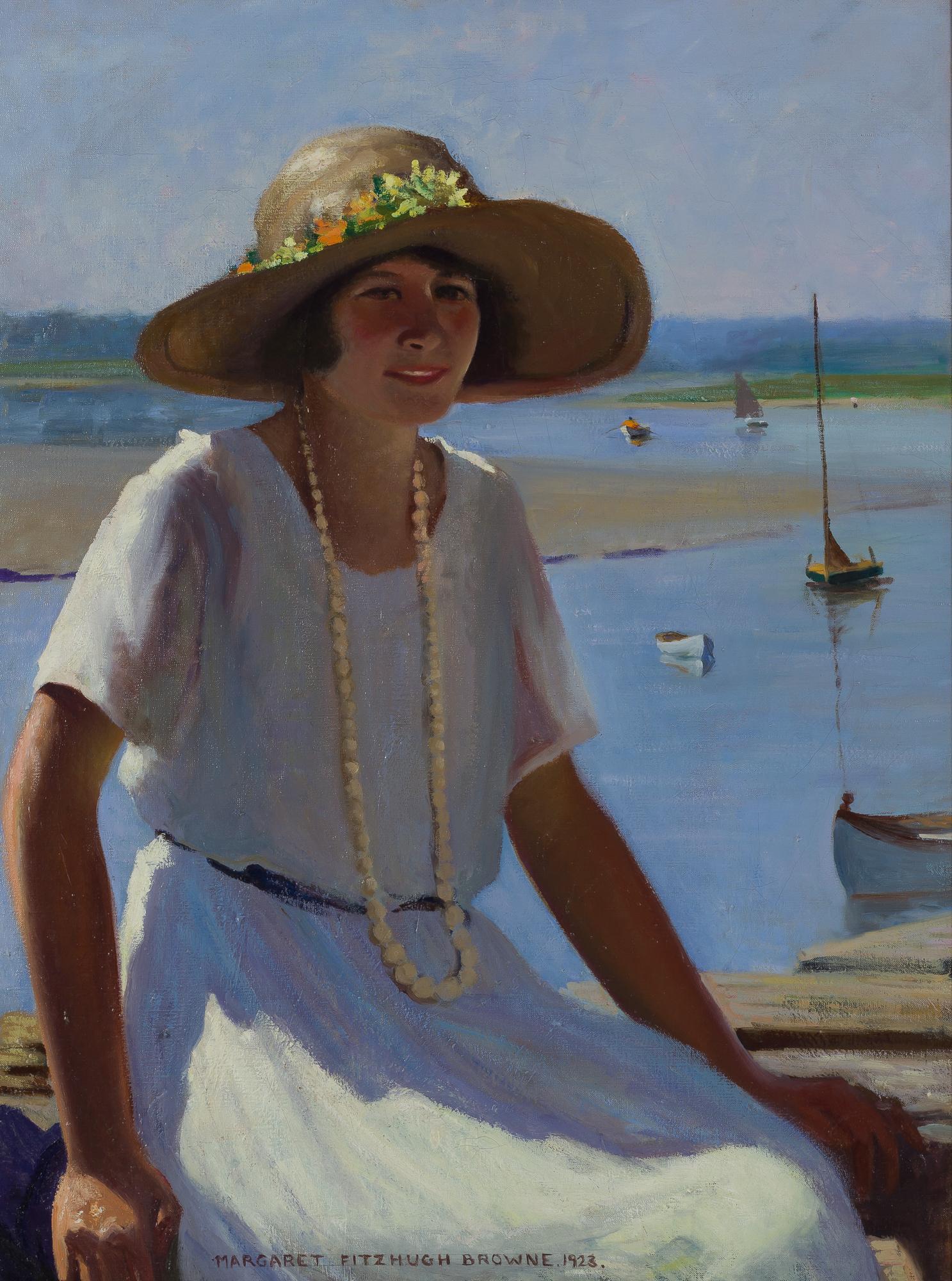 Margaret Fitzhugh Browne (1884 - 1972)  Figurative Painting - [Woman in White Dress, Gloucester]
