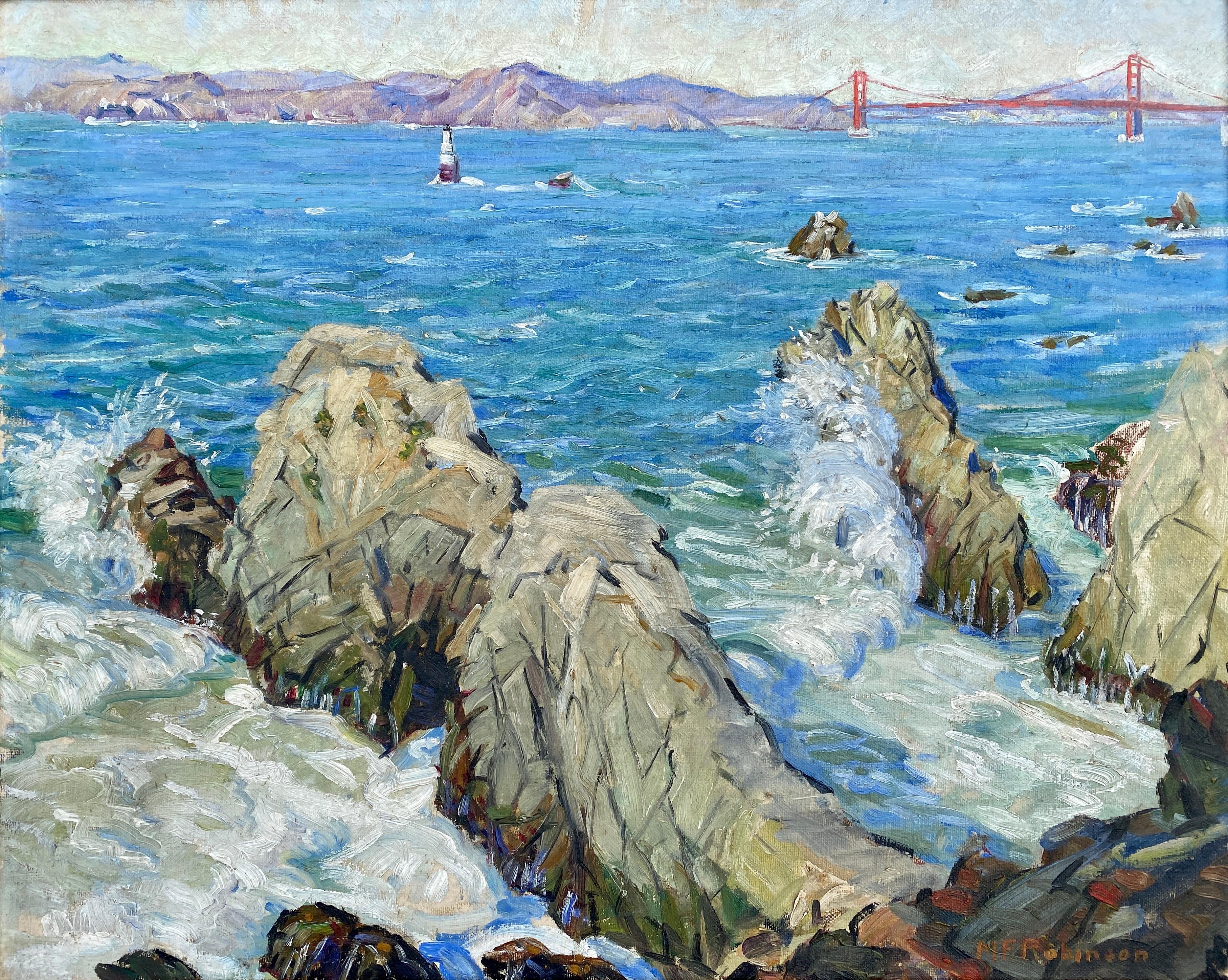 ‘Golden Gate Bridge, Californian Coast’ by Margaret France Robinson, 1908 – 1985 For Sale 1