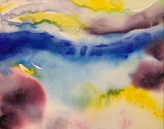 Abstract Landscape Seascape Blue Yellow Purple Painting from British Artist