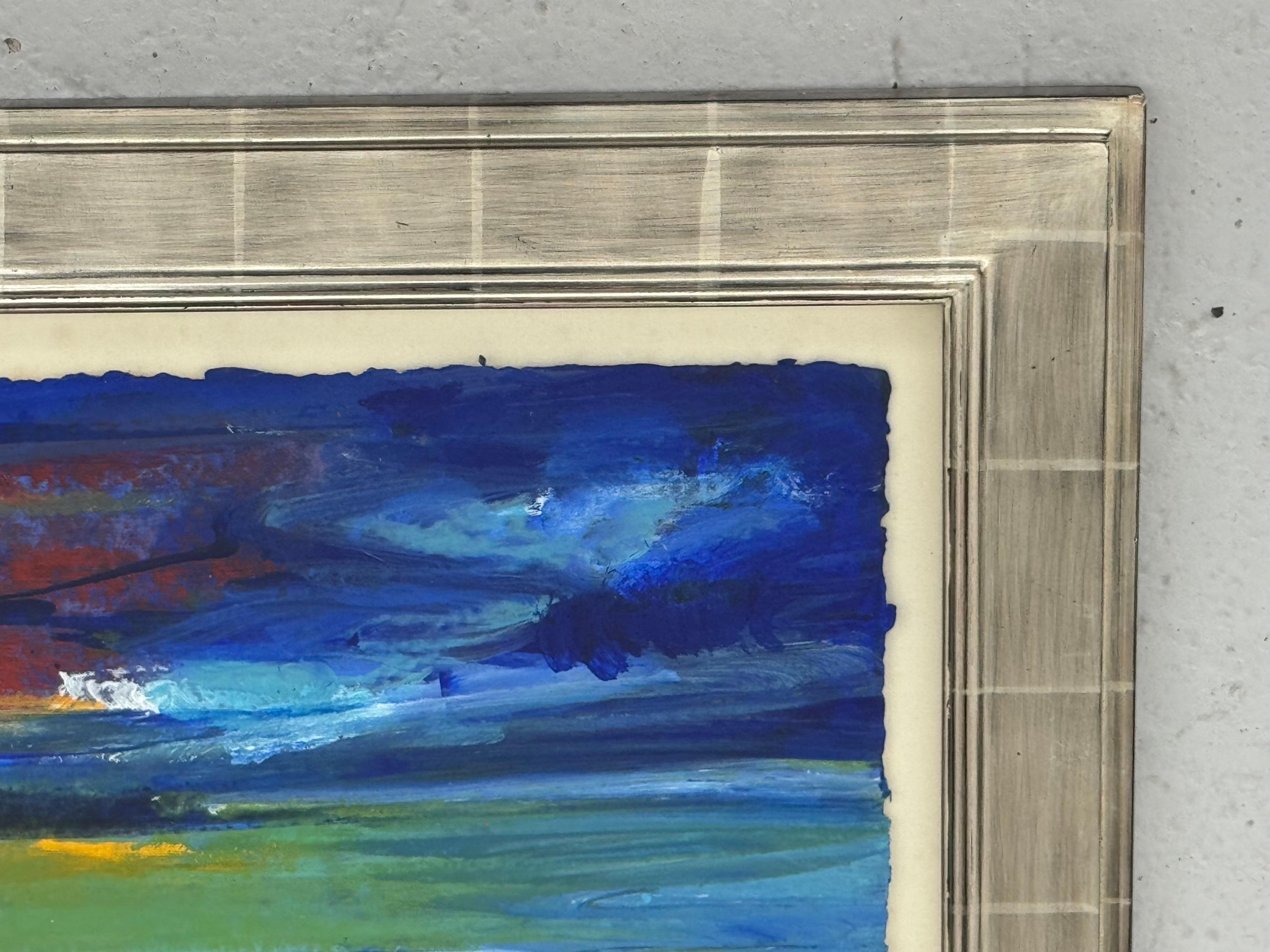California Sunset - Blue, Red & Yellow Modern Abstract Landscape Seascape Art For Sale 5