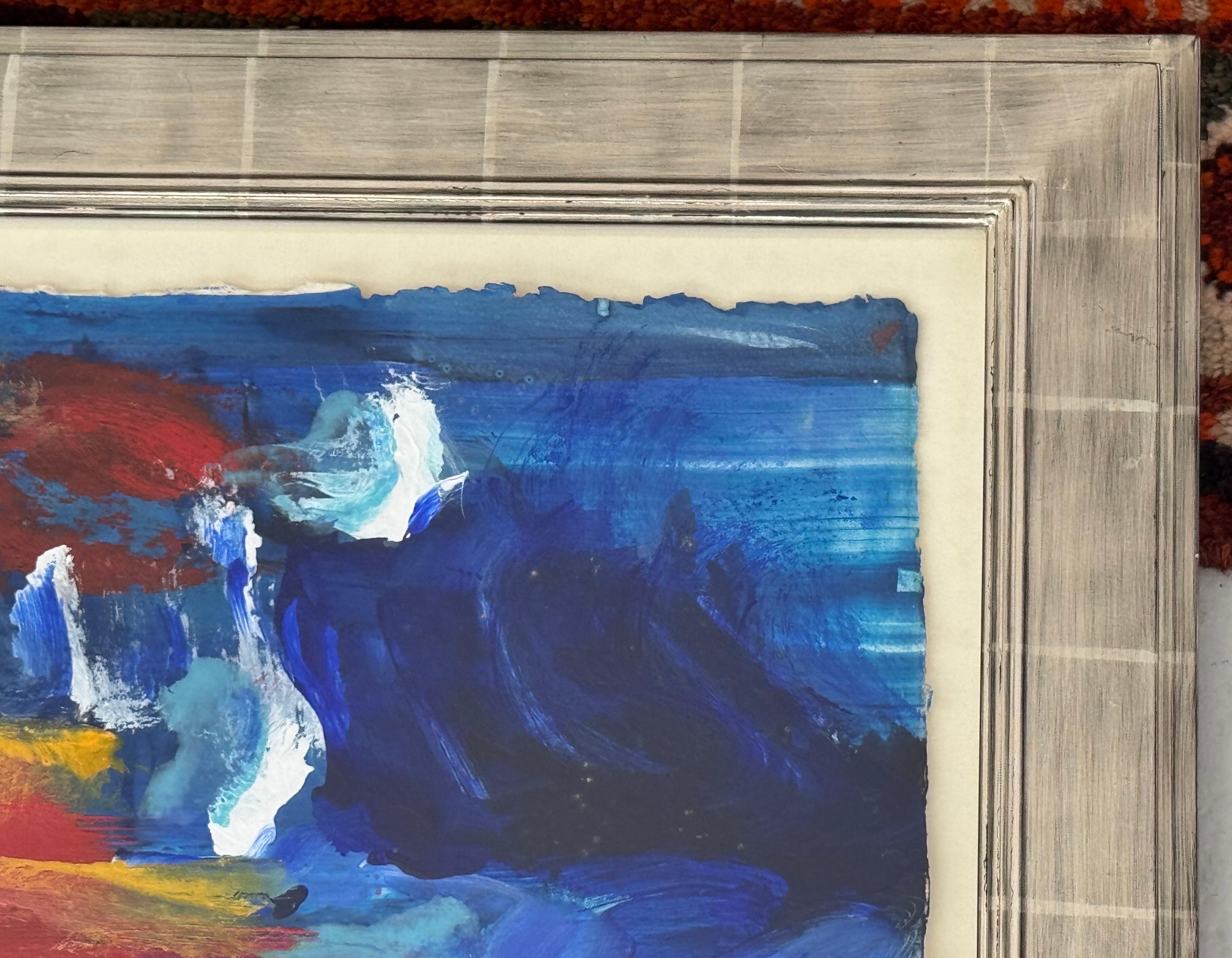 California Sunset - Blue, Red & Yellow Modern Abstract Landscape Seascape Art For Sale 6