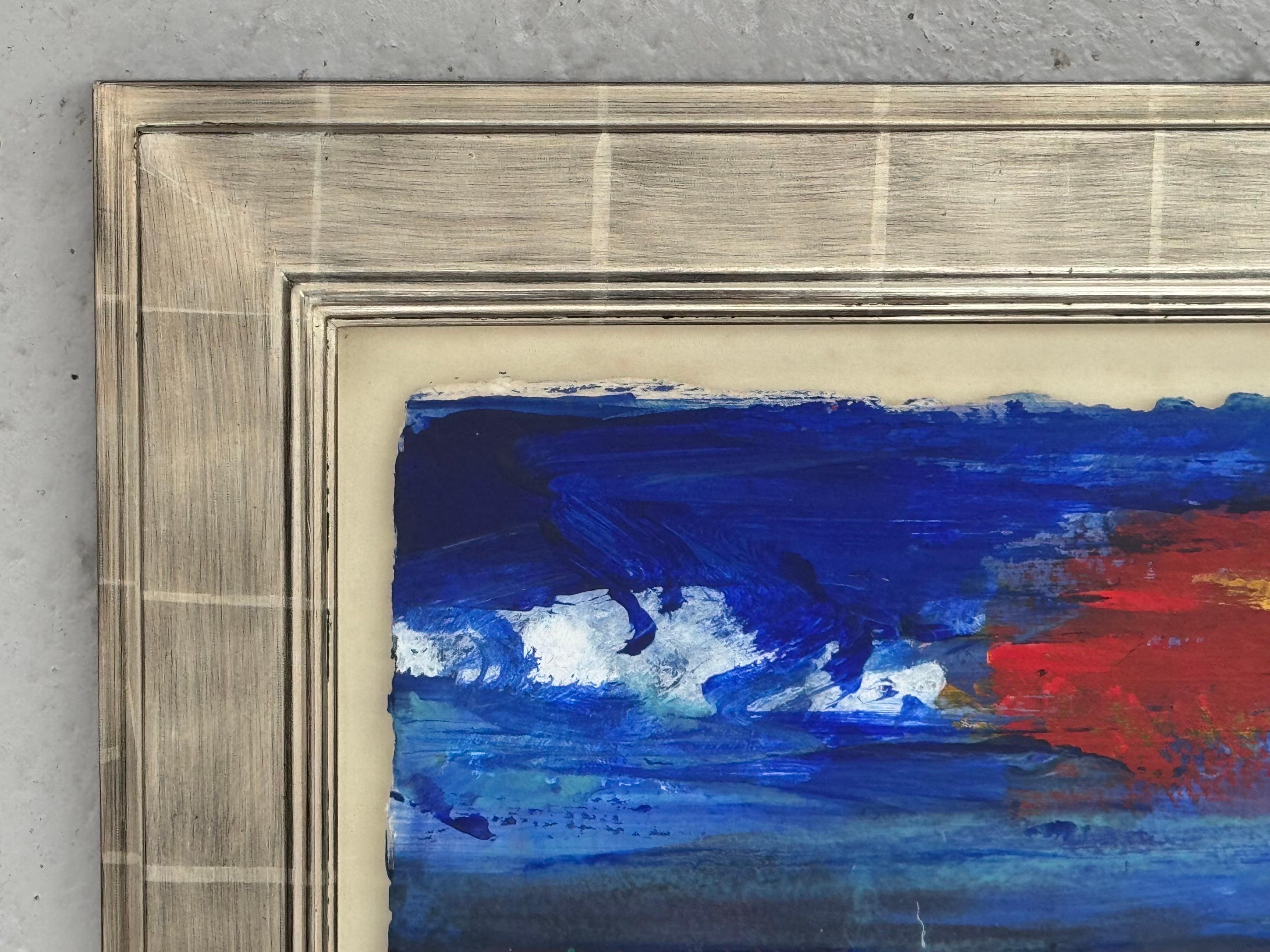 California Sunset - Blue, Red & Yellow Modern Abstract Landscape Seascape Art For Sale 10