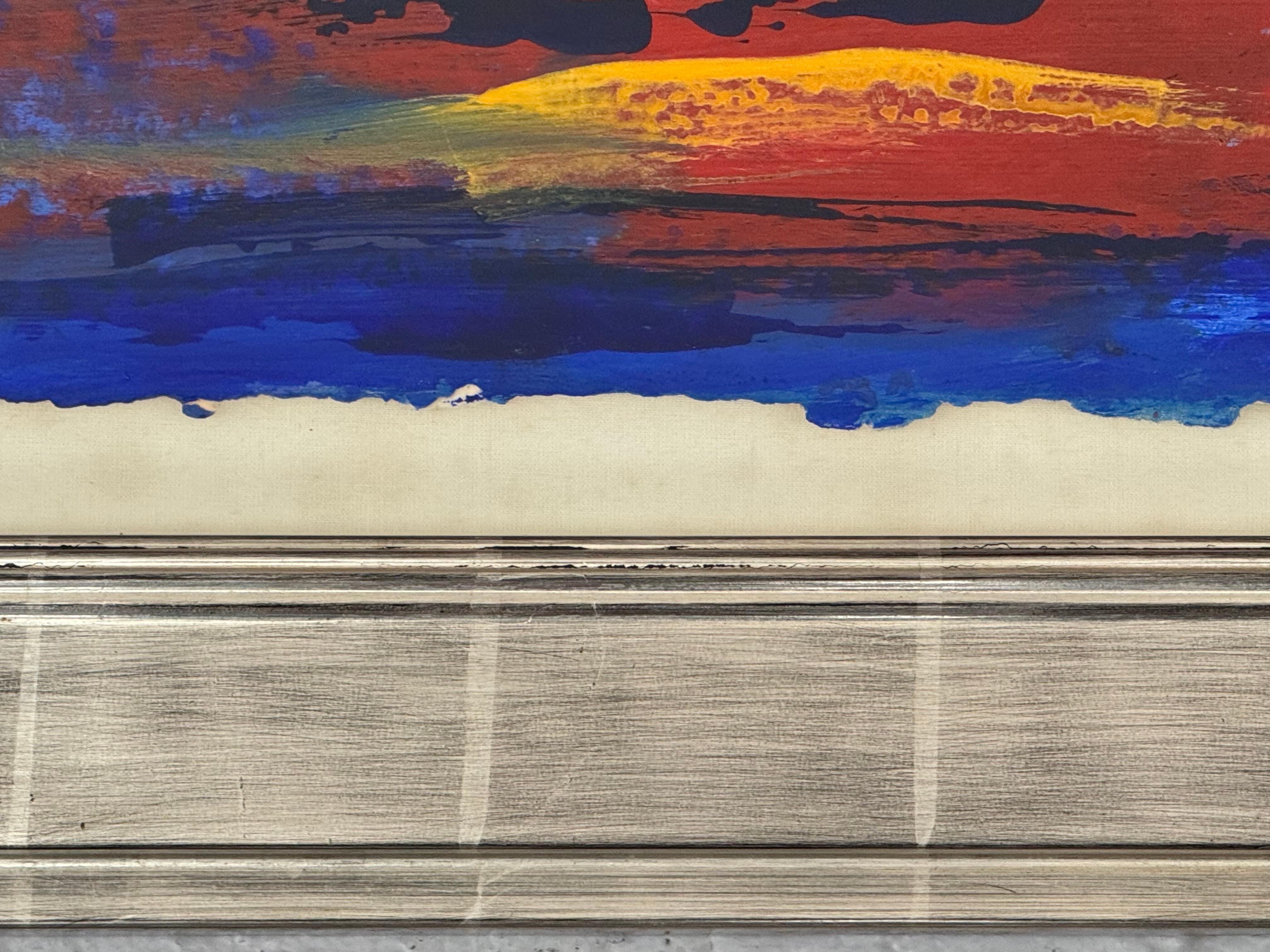 California Sunset - Blue, Red & Yellow Modern Abstract Landscape Seascape Art For Sale 2