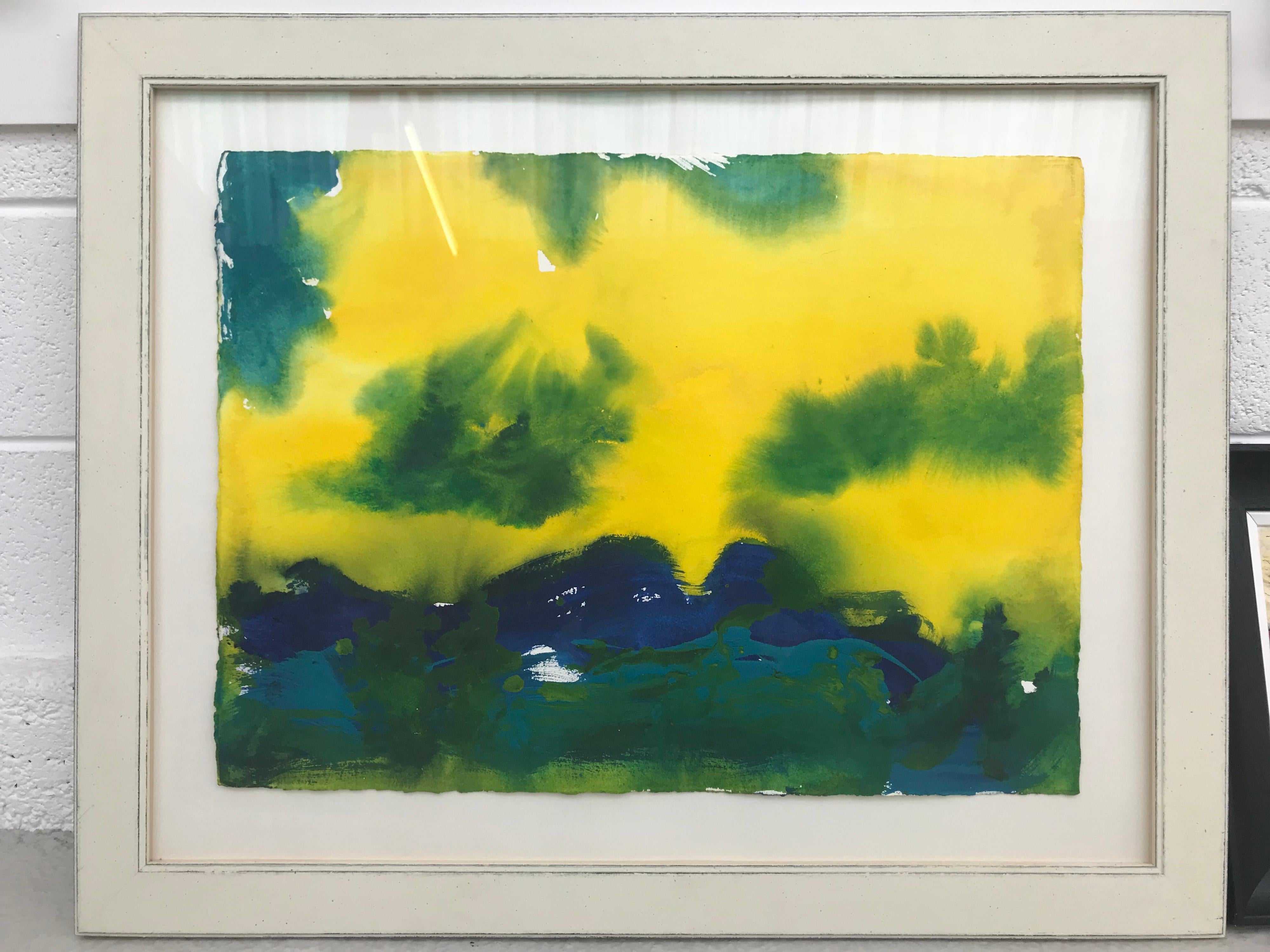 Santa Barbara Kalifornien Blau Gelb Grün Modern Abstrakte Landschaft Gemälde im Angebot 1