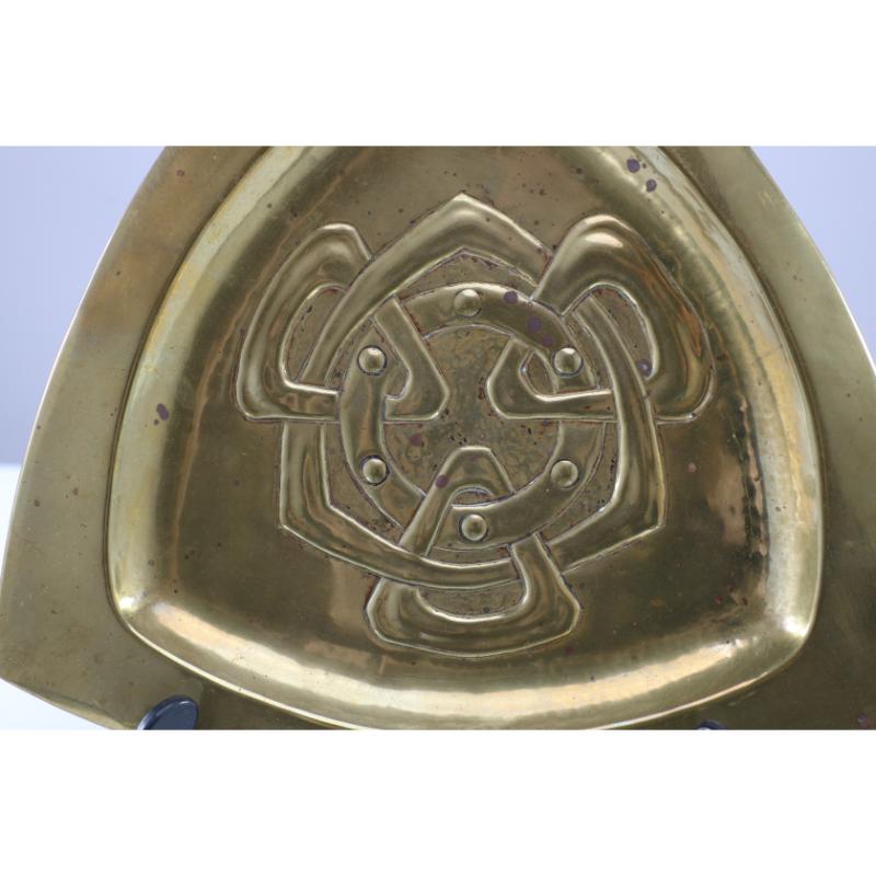 Early 20th Century Margaret Gilmour Arts & Crafts Glasgow School brass Celtic Interlaced Pin Tray For Sale