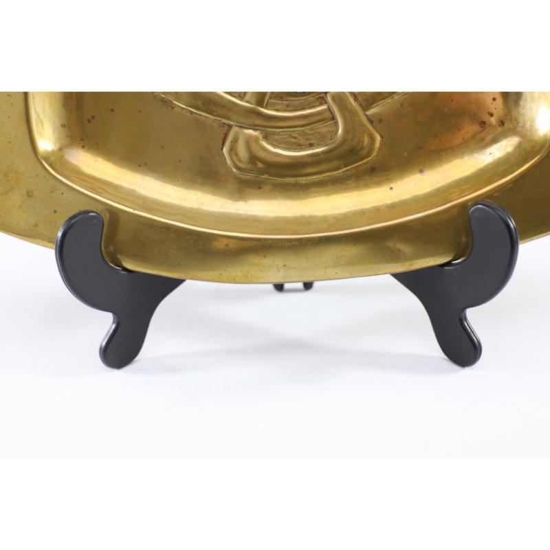 Brass Margaret Gilmour Arts & Crafts Glasgow School brass Celtic Interlaced Pin Tray For Sale