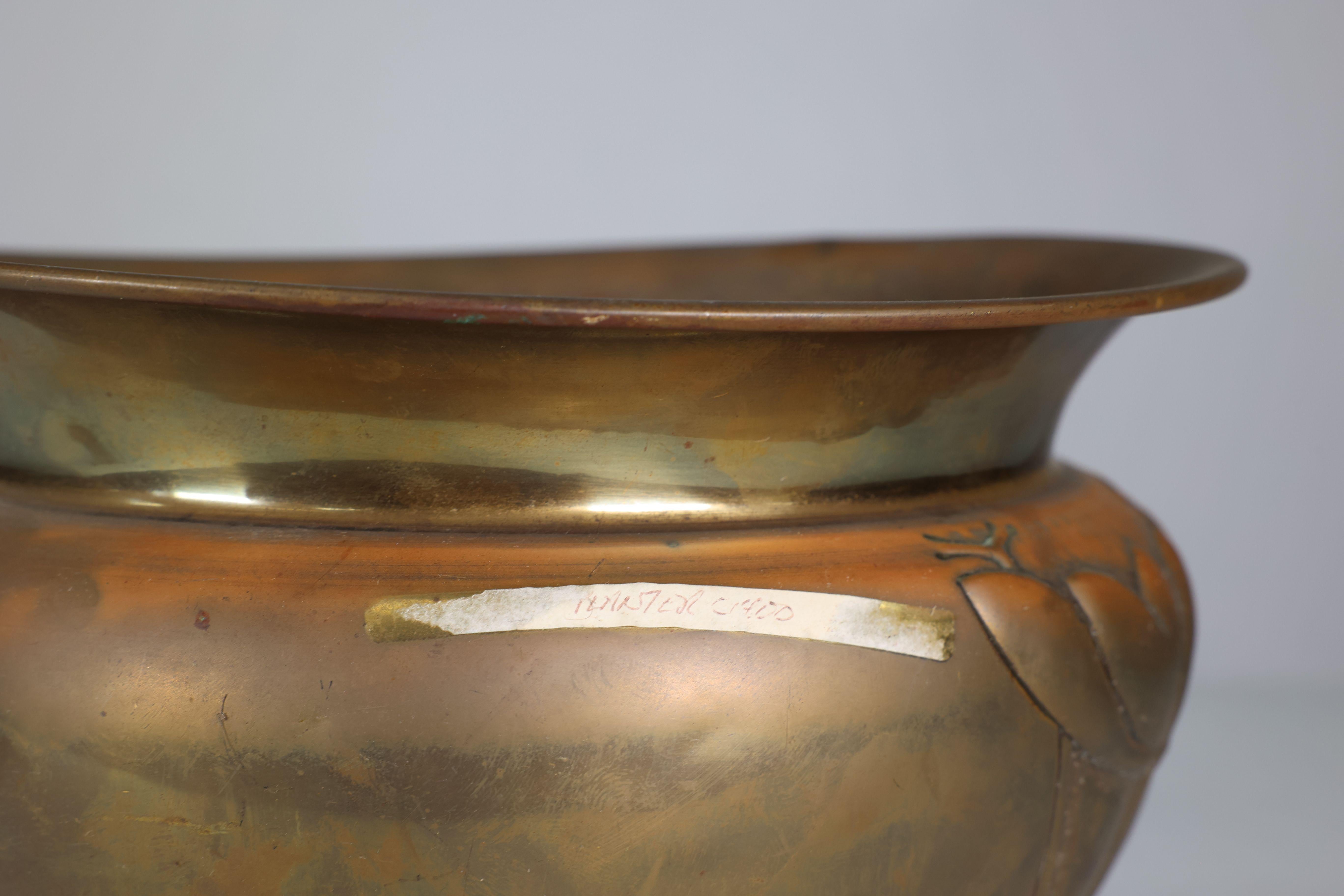 Margaret Gilmour school. A Glasgow style brass planter w. stylised floral detail 4