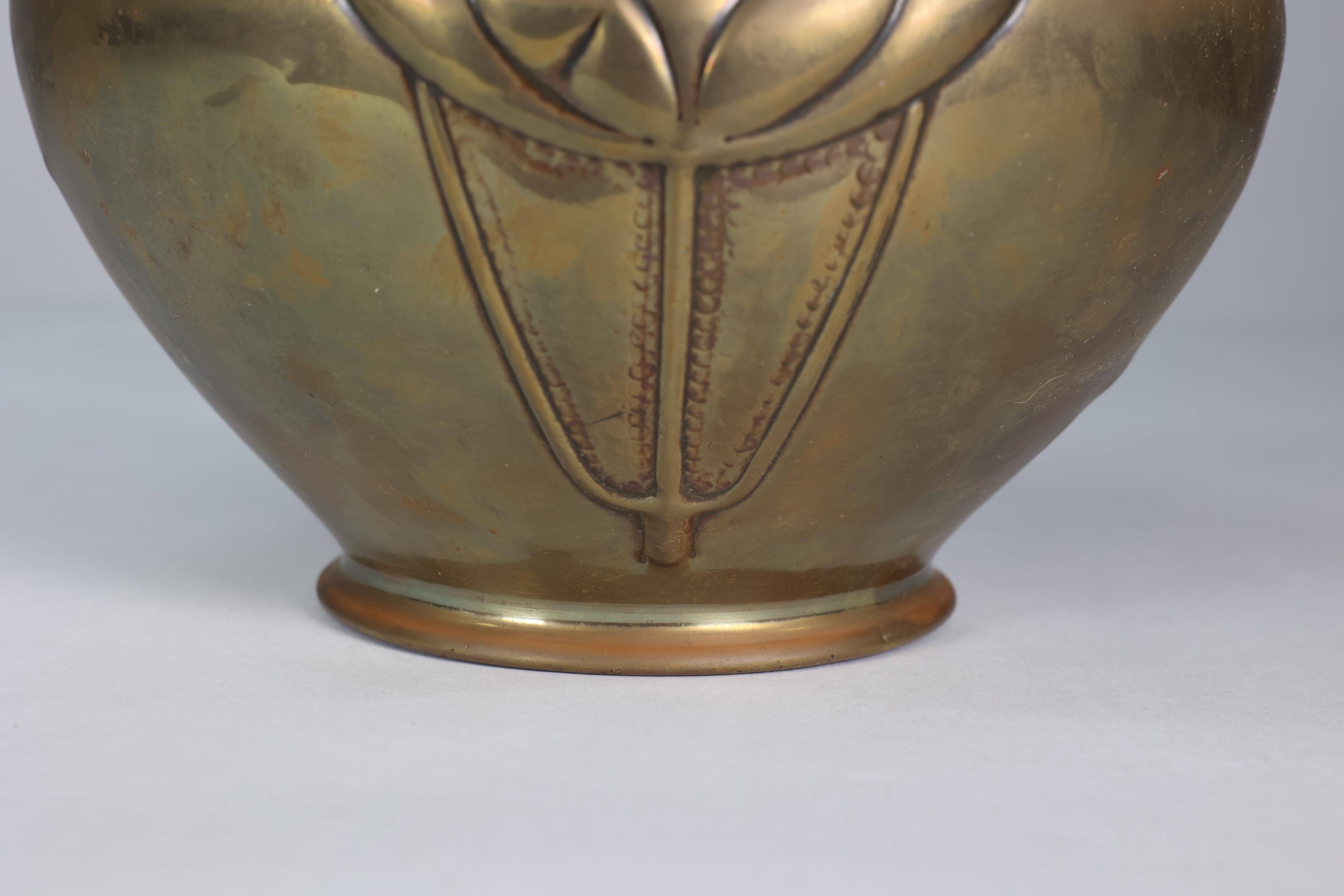 Margaret Gilmour school. A Glasgow style brass planter w. stylised floral detail 6