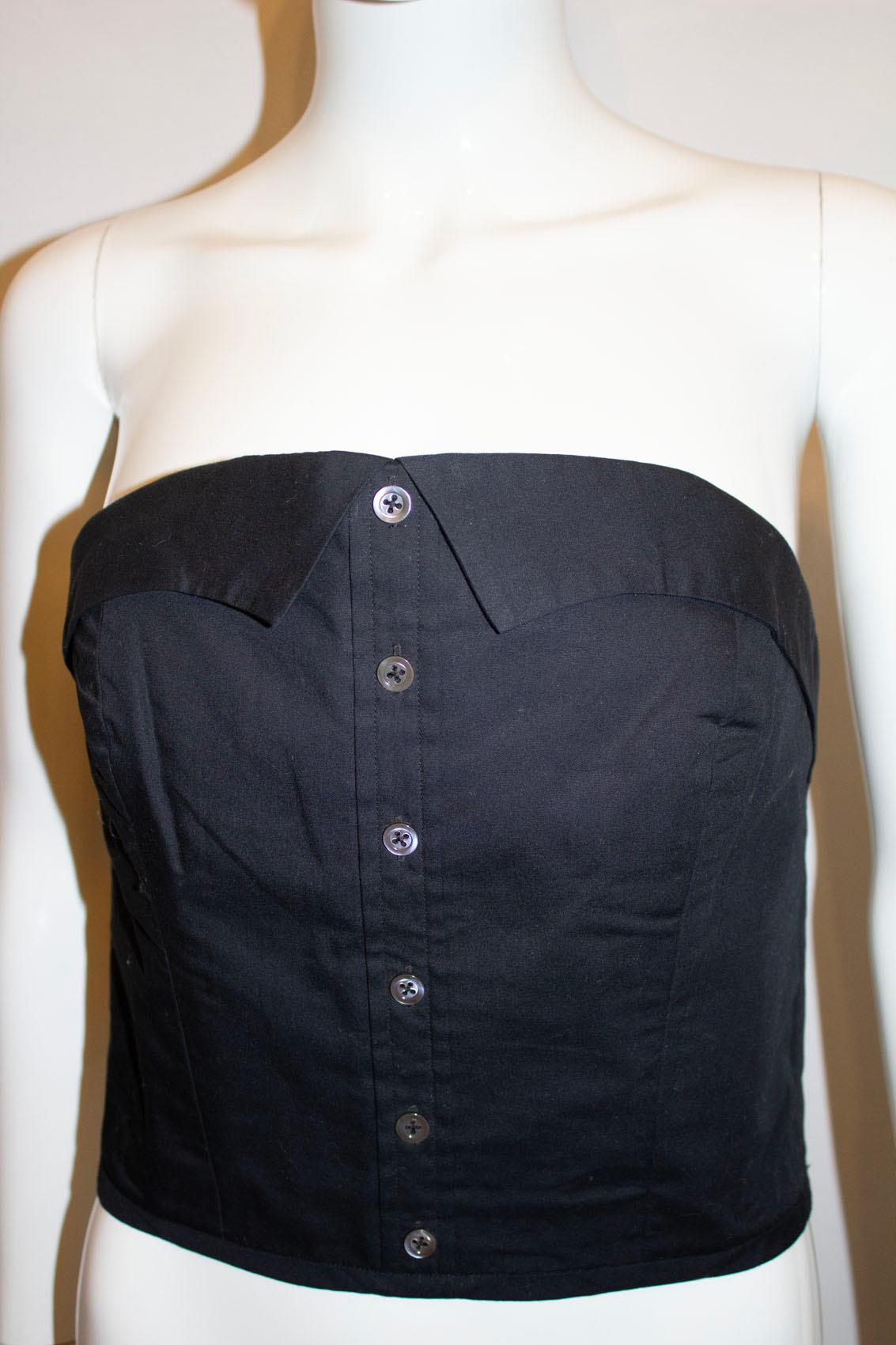 Margaret Howell Black Cotton Bustier In Good Condition For Sale In London, GB
